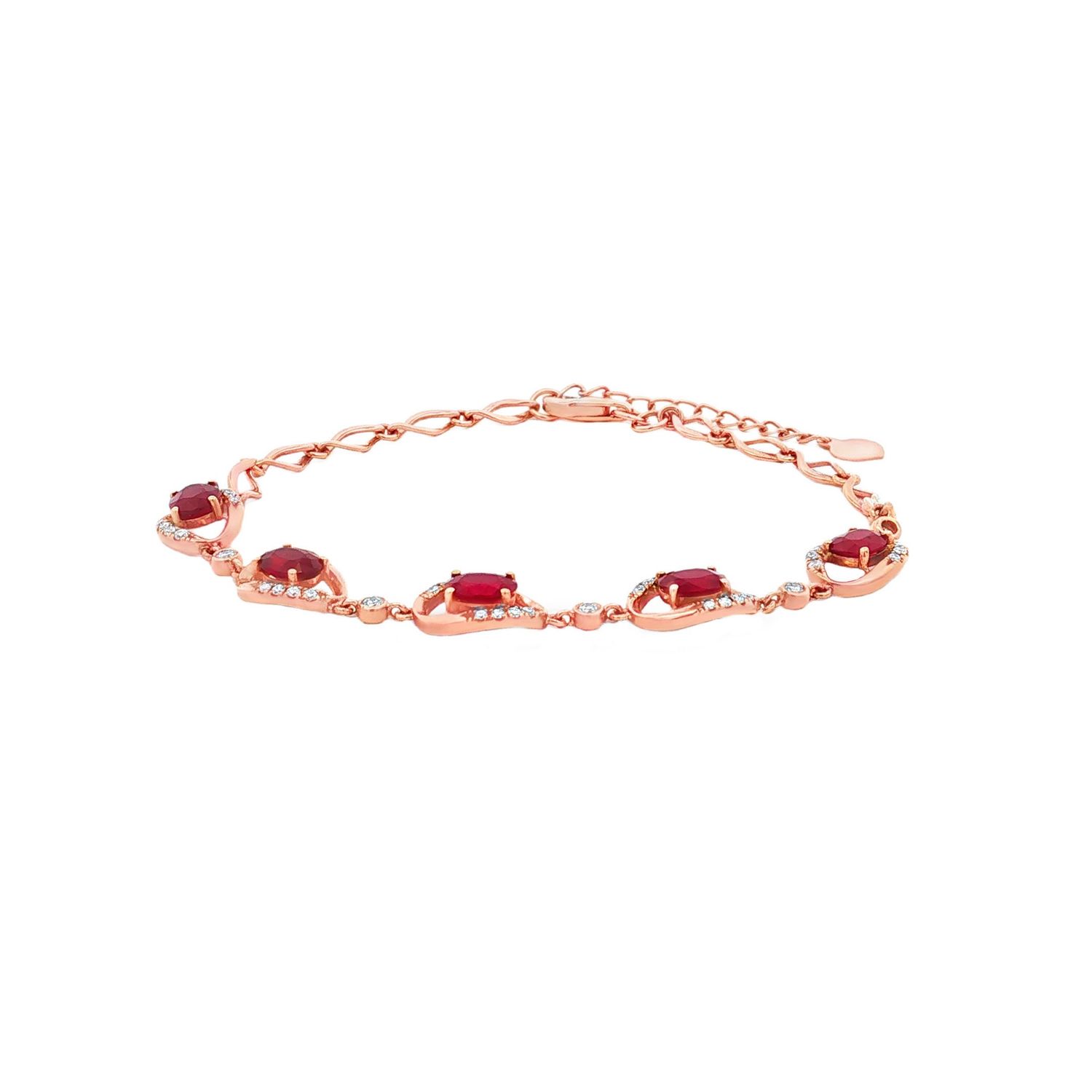 18K Rose Gold Natural Ruby And Natural Diamond Bracelet HFXY0006
