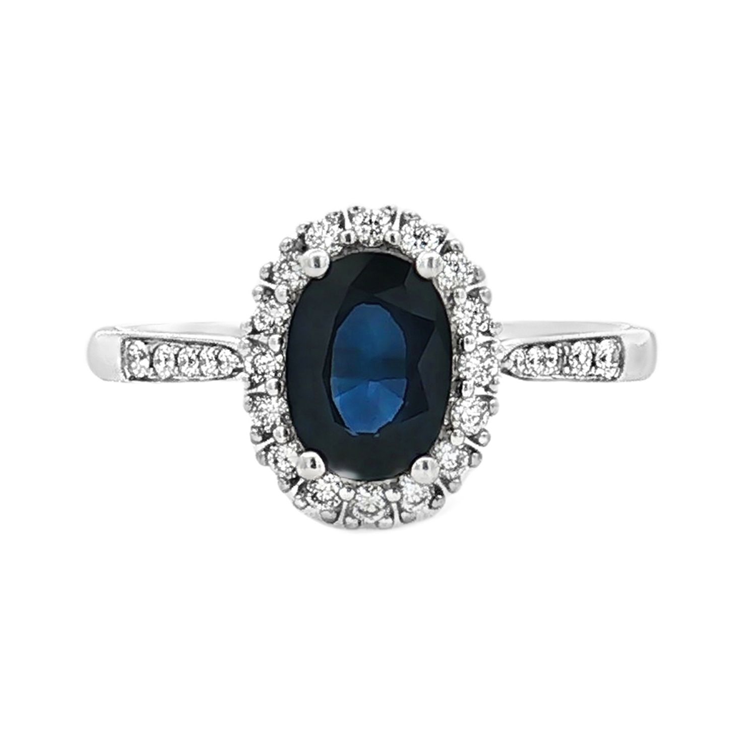 18K White Gold Natural Sapphire And Diamond Size 6.5# Engagement Ring HFXY0009