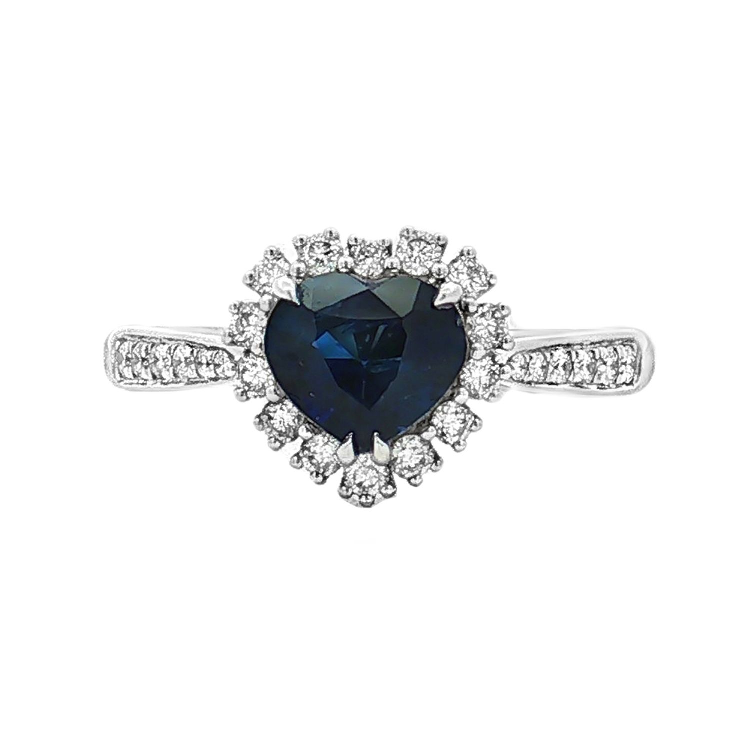 18K White Gold Natural Sapphire And Diamond Size 6.0# Engagement Ring HFXY0018