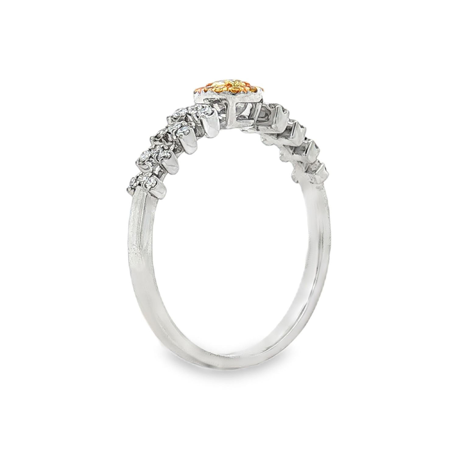 18K White Gold Natural Yellow Diamond And Diamond Size 6 Engagement Ring BJL0007
