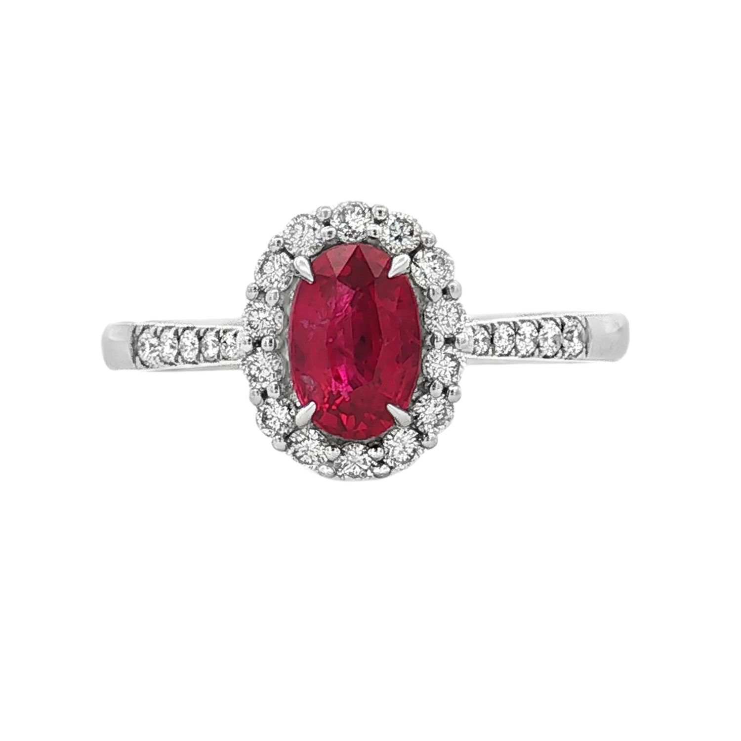 18K White Gold Natural Ruby And Diamond Size 6.5# Engagement Ring HFXY0011