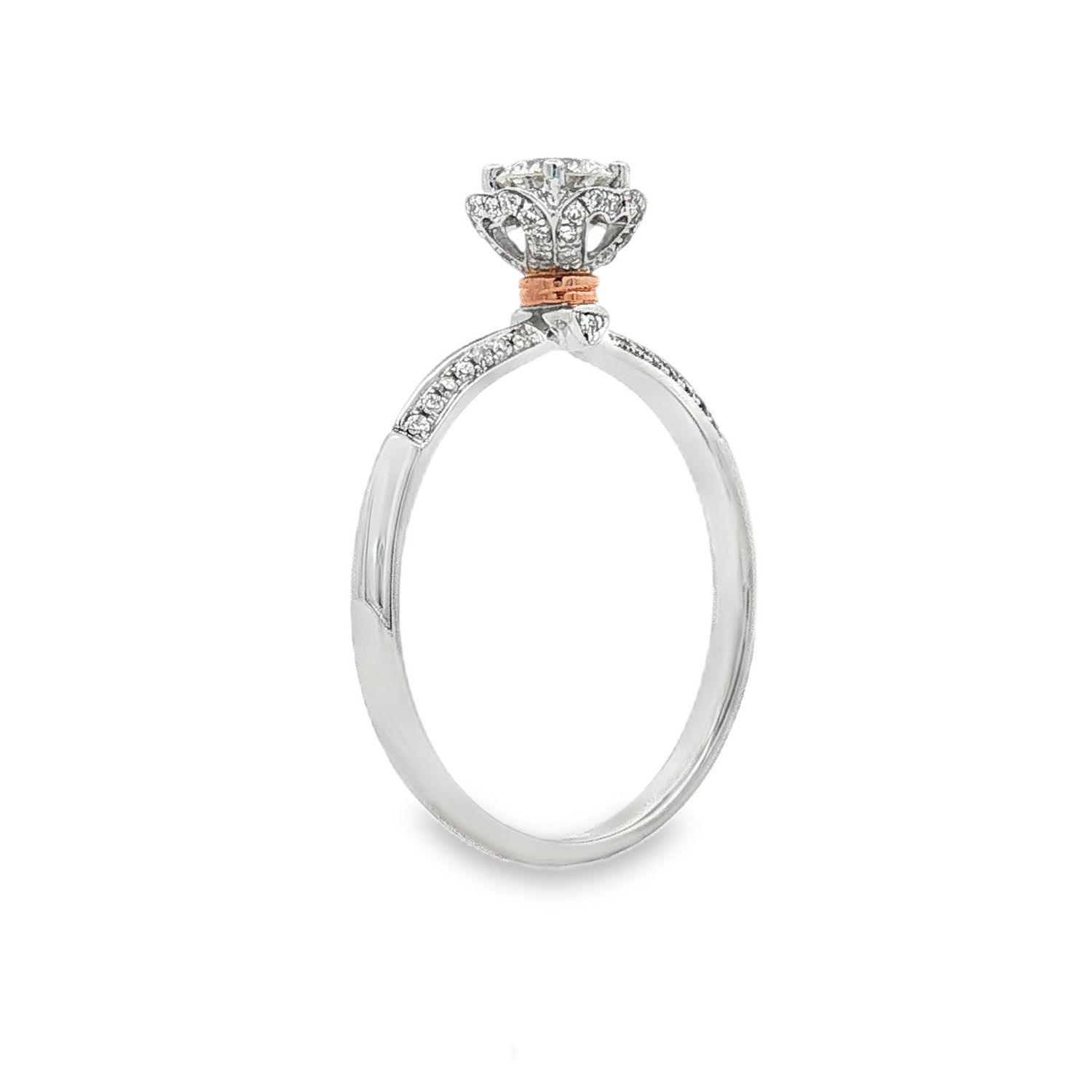 18K White&amp;Rose Gold Natural Diamond Size 6.75 Engagement Ring BJL0011