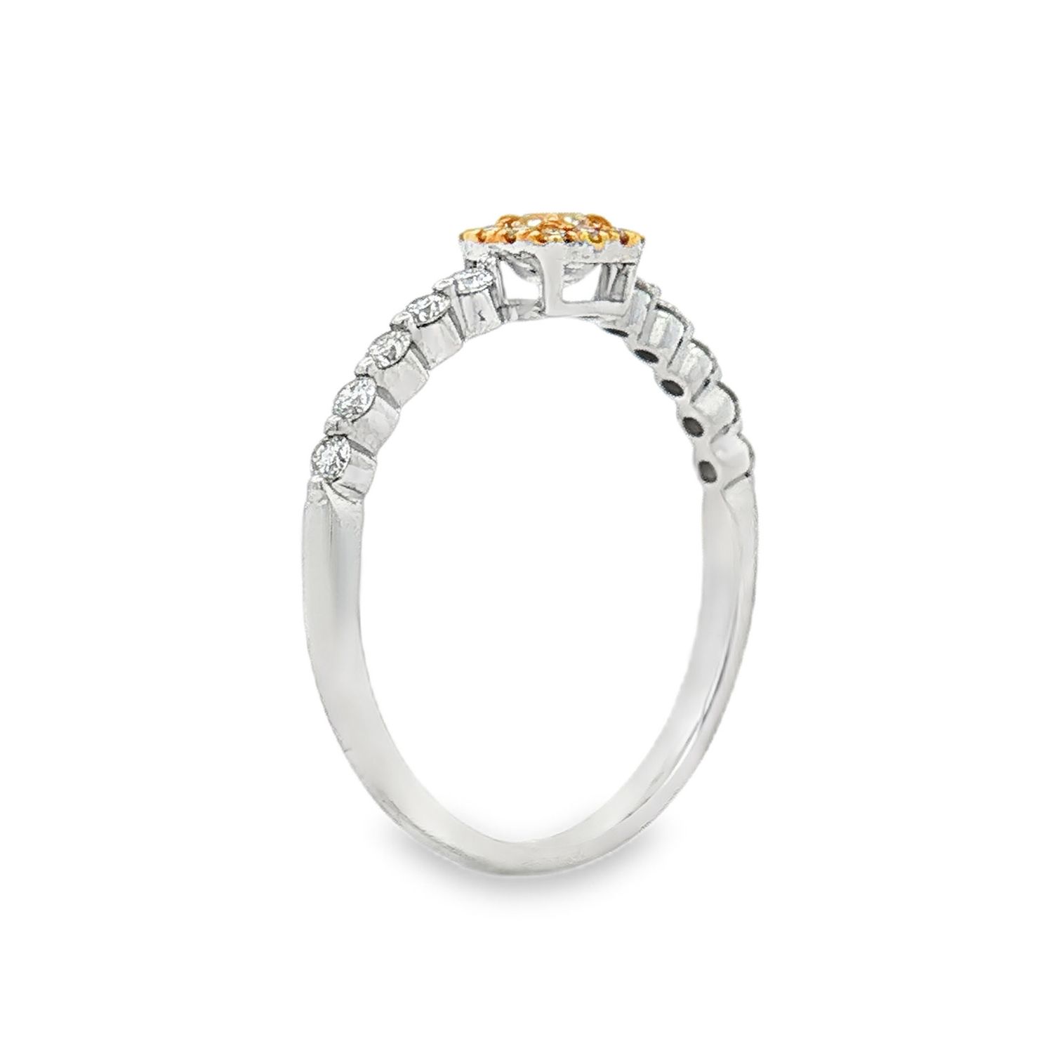 18K White Gold Natural Yellow Diamond And Diamond Size 6.25 Engagement Ring BJL0003