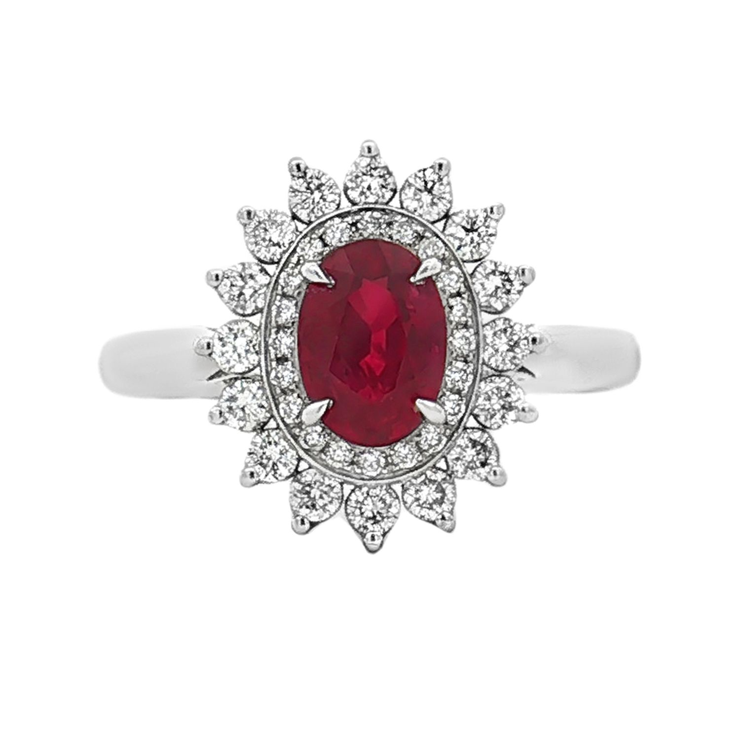 18K White Gold Natural Ruby And Diamond Size 6.5# Engagement Ring HFXY0017