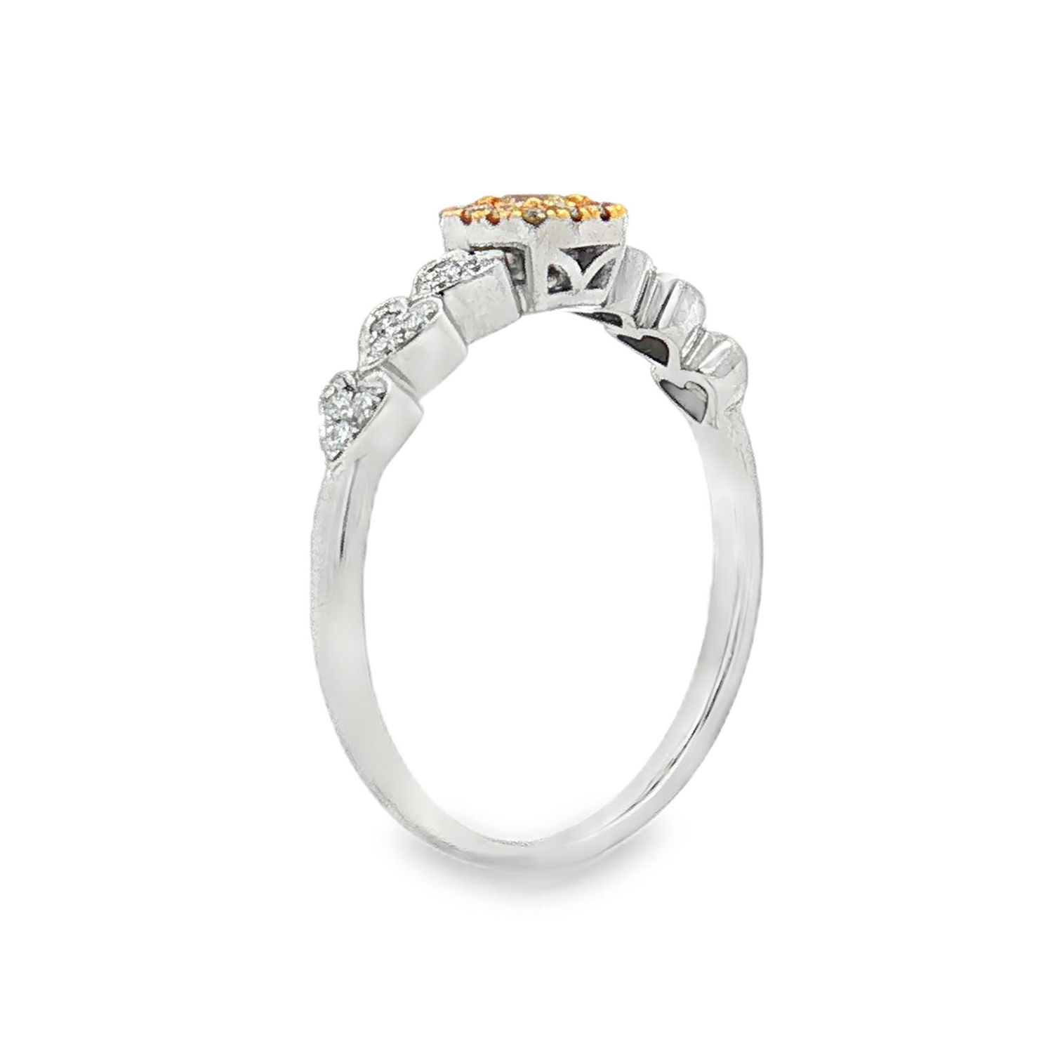 18K White Gold Natural Yellow Diamond And Diamond Size 6 Engagement Ring BJL0006