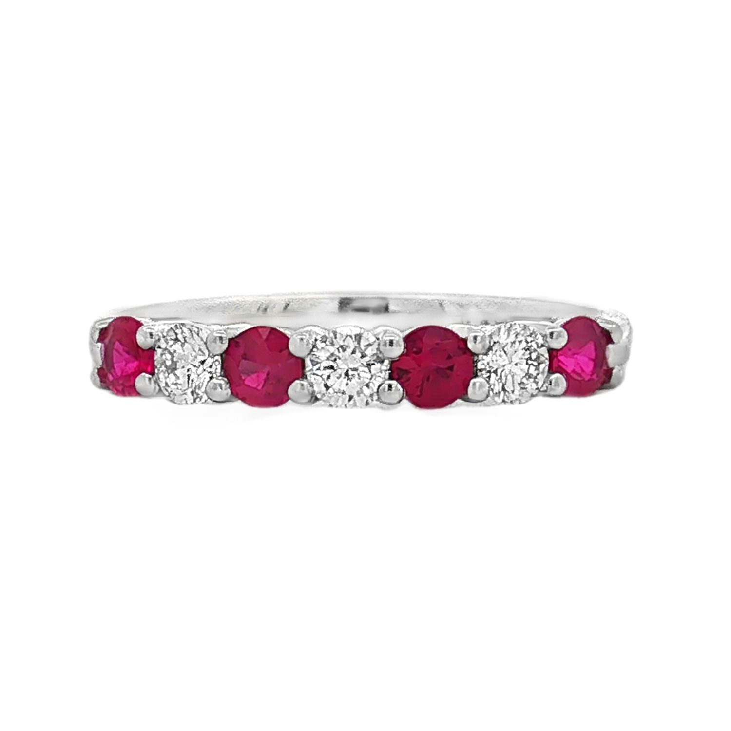 18K White Gold Natural Ruby And Lab Grown Diamond Size 6.5# Wedding Band HFXY0014