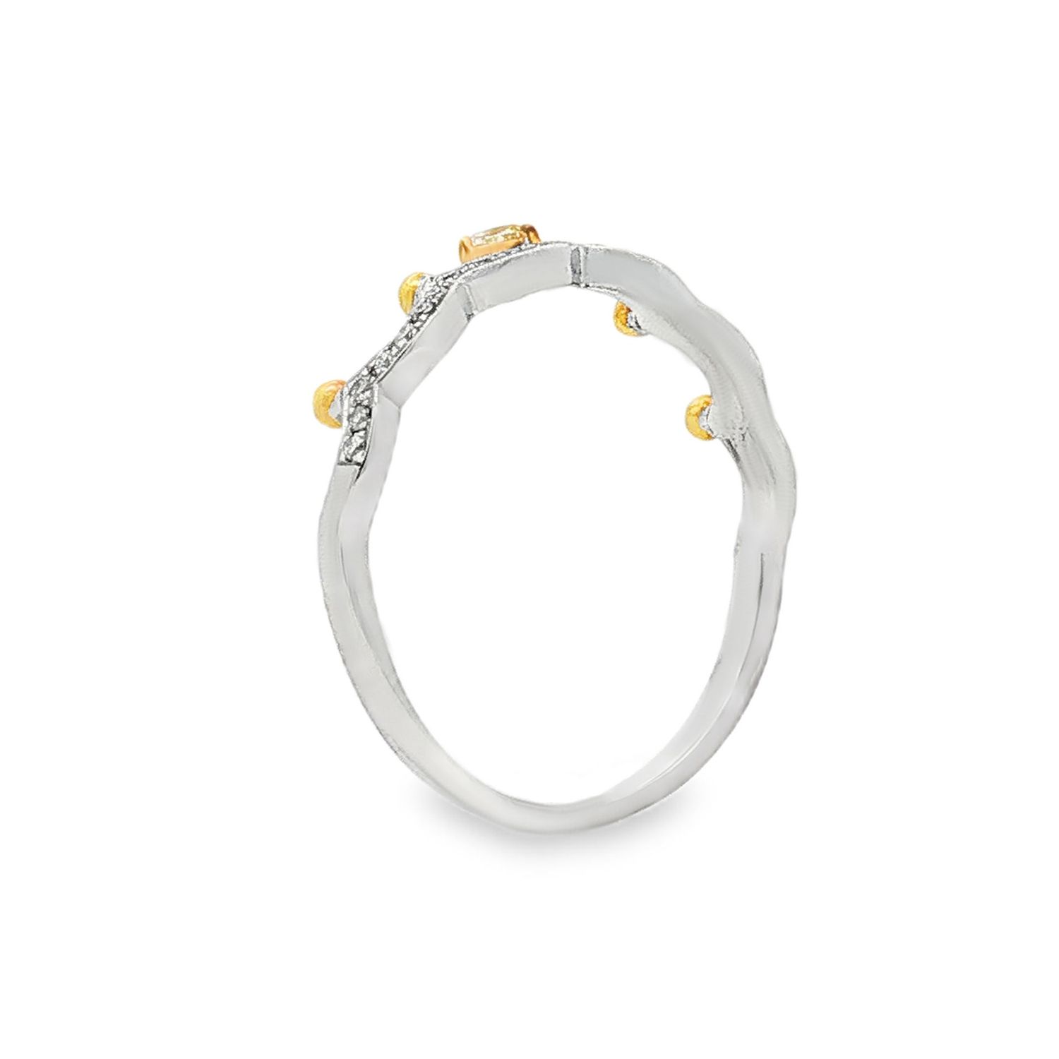 18K White/Yellow Gold Natural Yellow Diamond And Diamond Size 6.25 Ring BJL0004