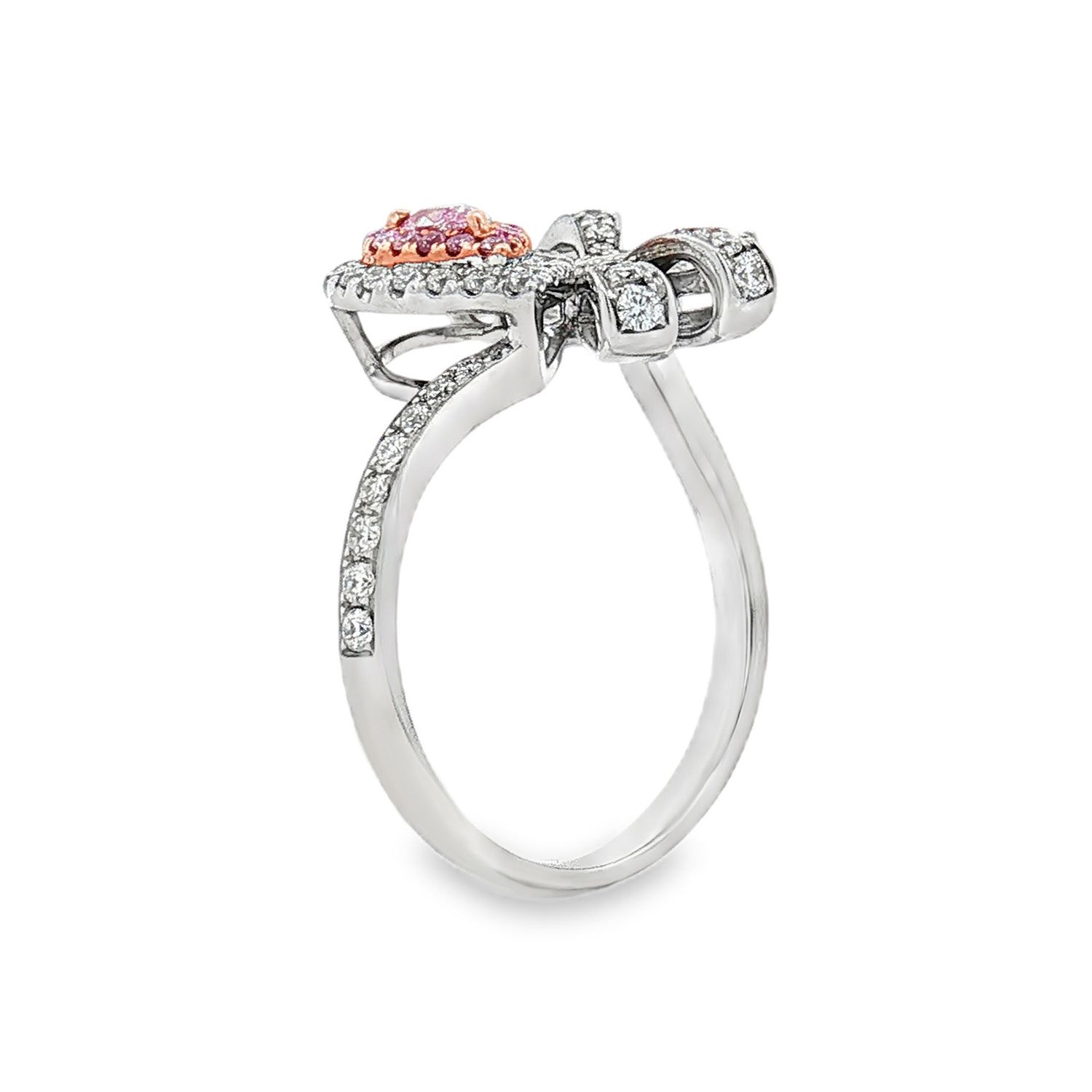 18K White&amp;Rose Gold Natural Pink Diamond And Diamond Size 6.5 Ring BJL0013