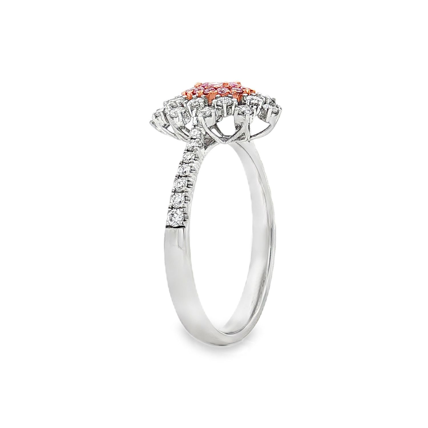 18K White&amp;Rose Gold Natural Pink Diamond And Diamond Size 6.5 Engagement Ring BJL0020
