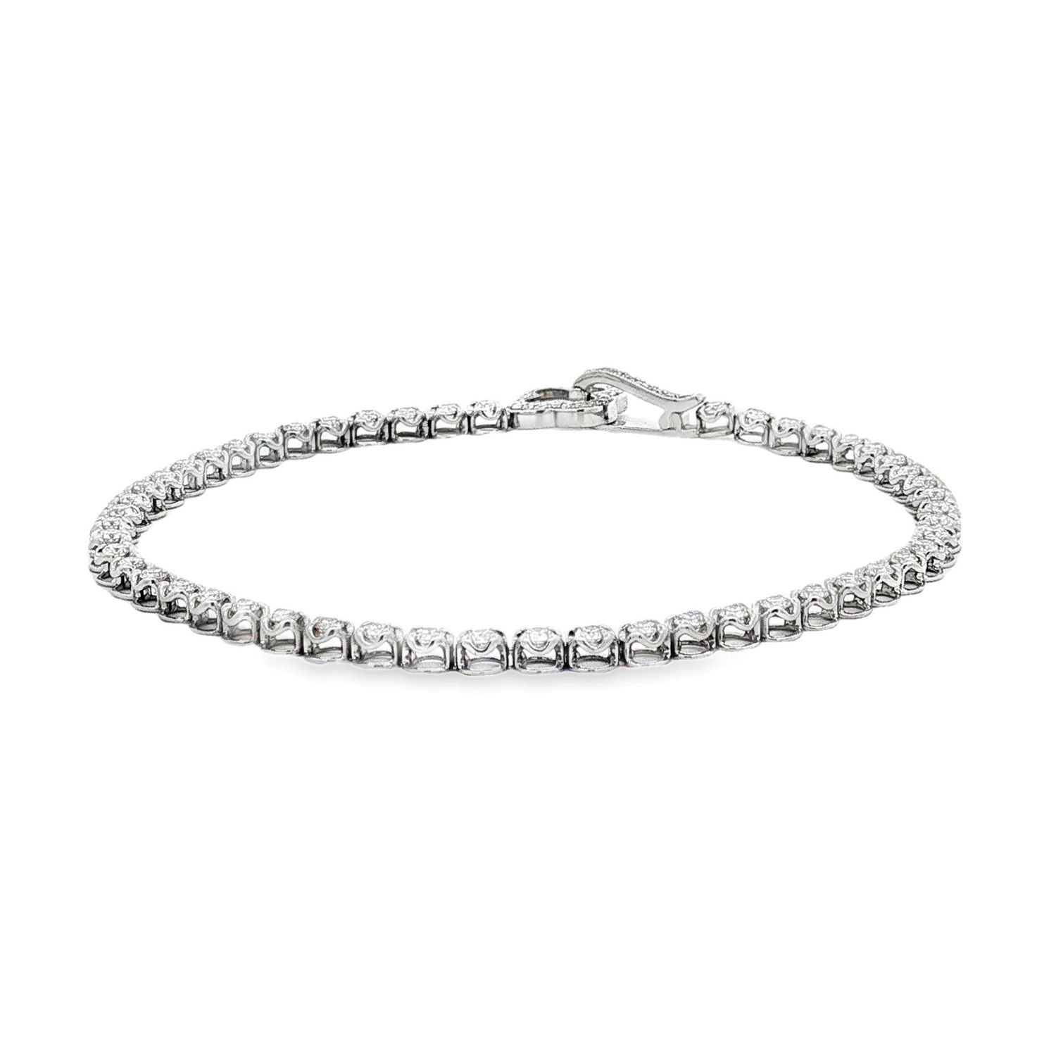 18K White Gold Natural Diamond Classic Tennis Bracelet BJL0026