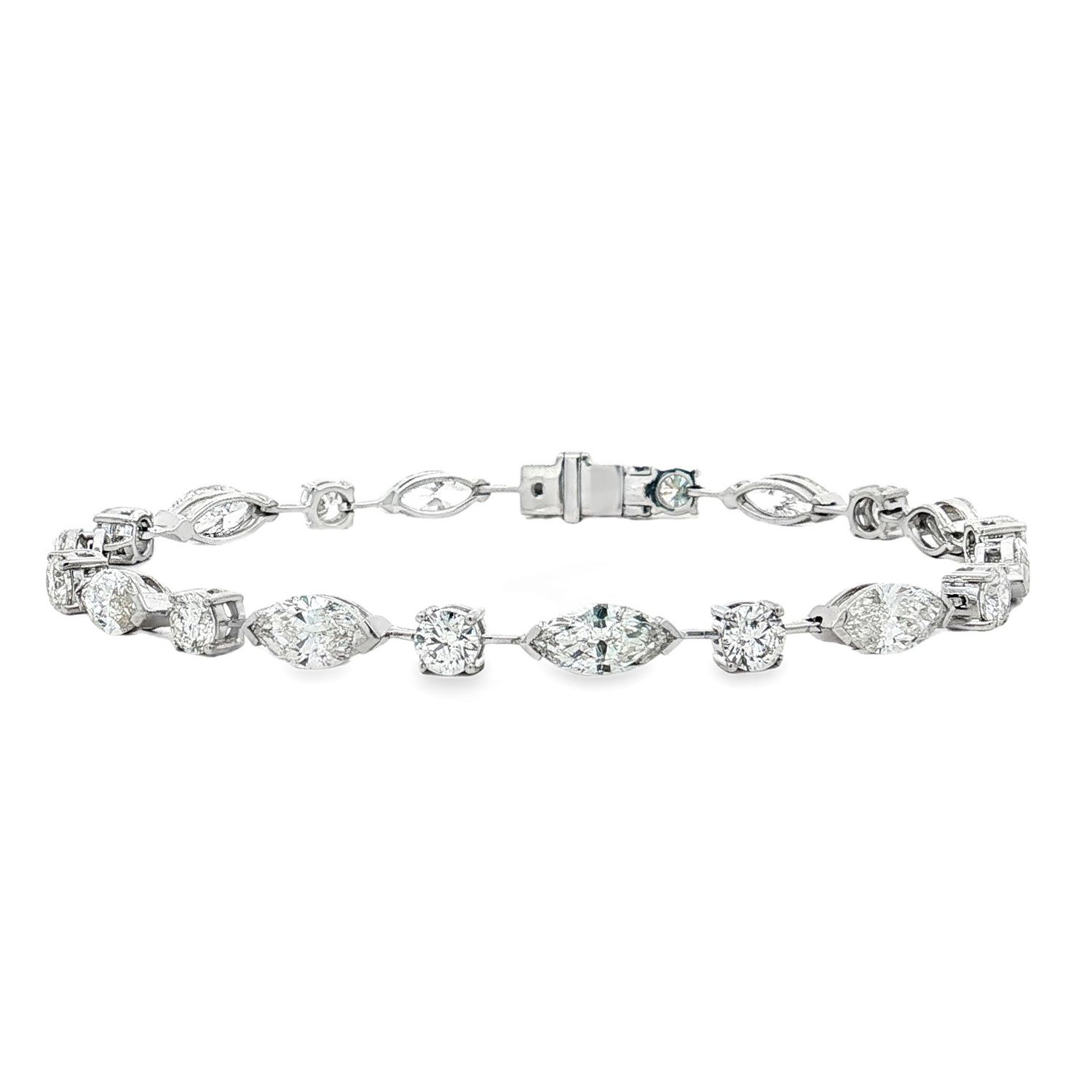 18K White Gold Natural Marquise-Shaped Diamond Bracelet BJL0024
