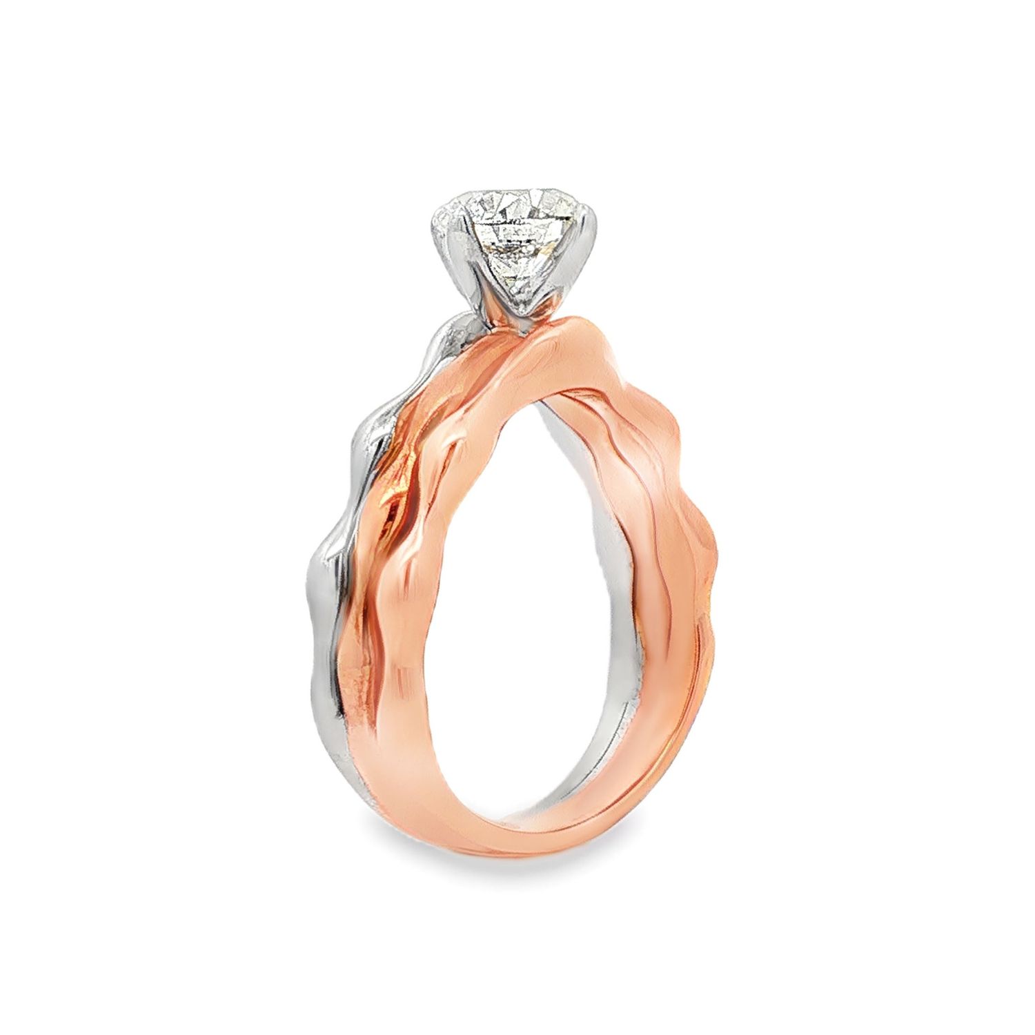 GIA Certificate 18K White&amp;Rose Gold Natural Diamond Size 6 Engagement Ring BJL0037