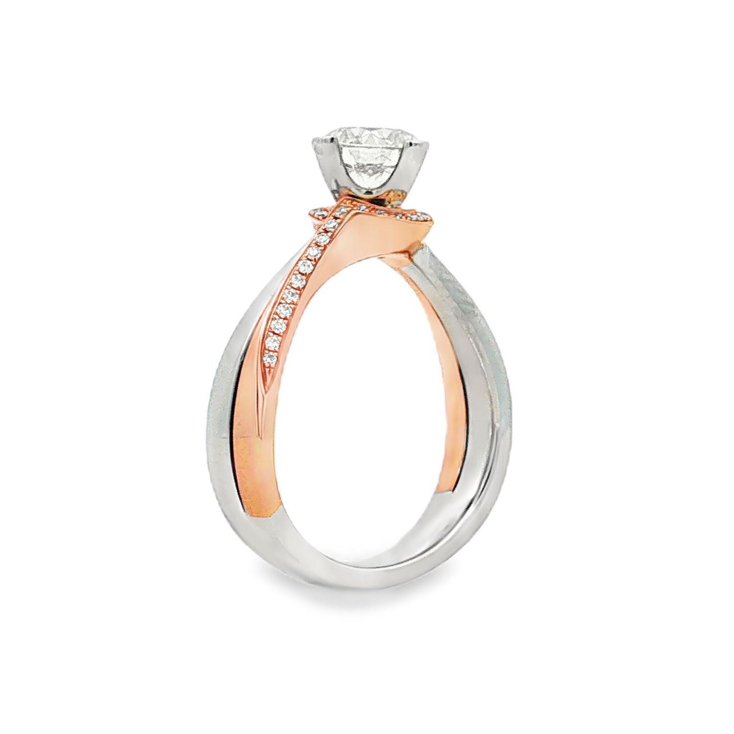 18K White&amp;Rose Gold Natural Diamond Size 6 Engagement Ring BJL0036