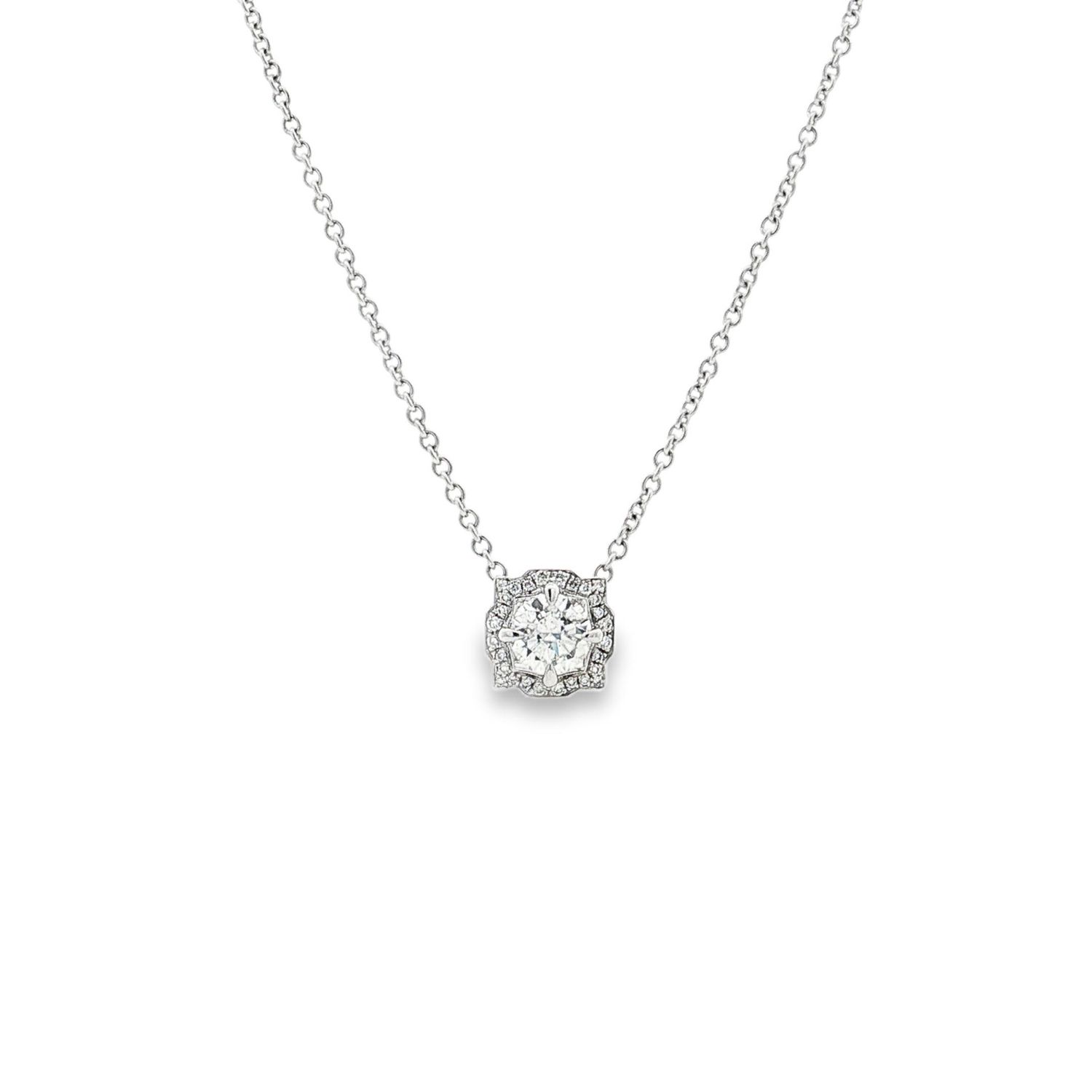 18K White Gold Natural Diamond Classic Collarbone Necklace BJL0029