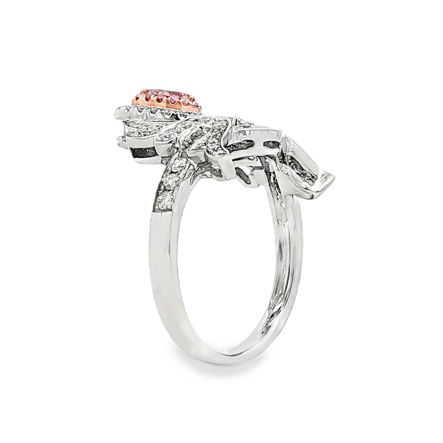 18K White&amp;Rose Gold Natural Pink Diamond And Diamond Size 5.25 Engagement Ring BJL0039