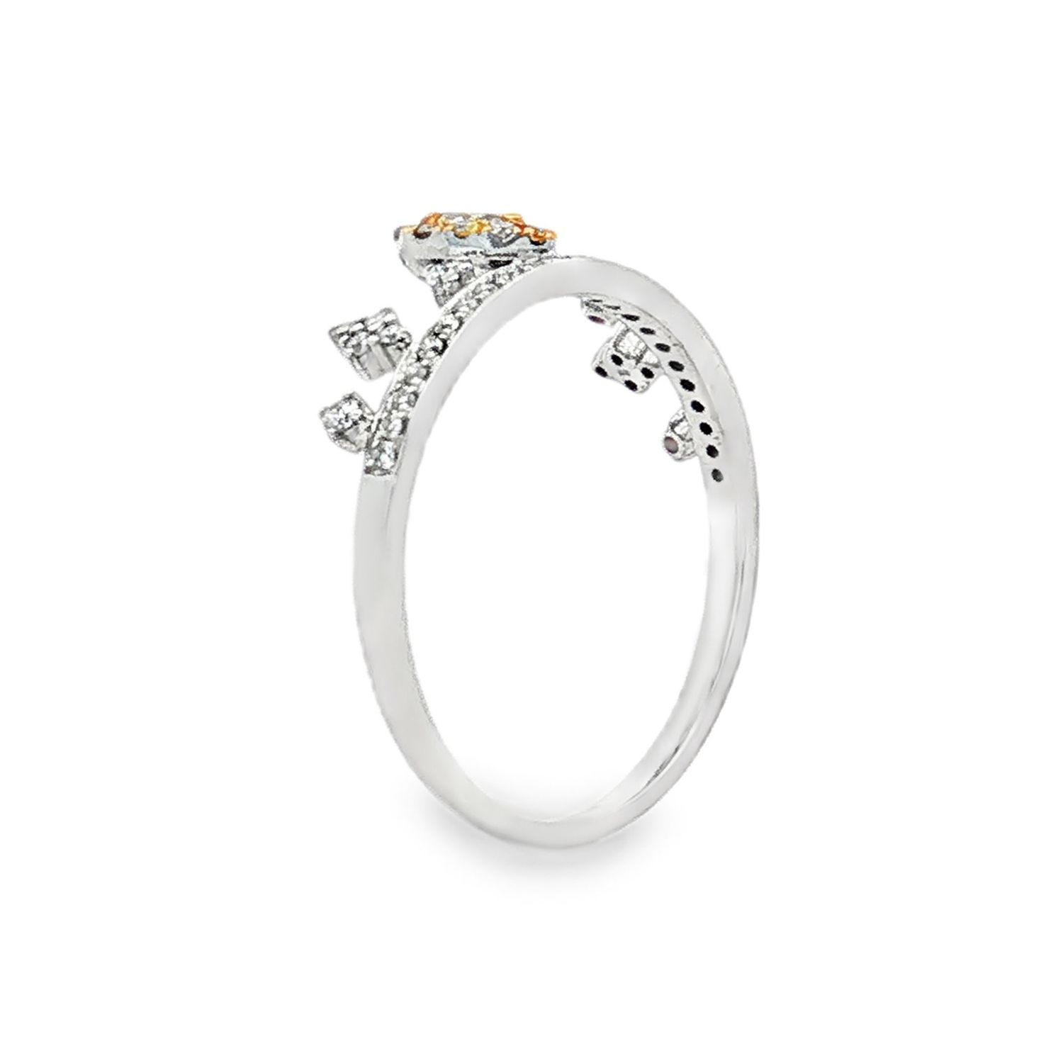 18K White Gold Natural Yellow Diamond And Diamond Size 6 Engagement Ring BJL0043
