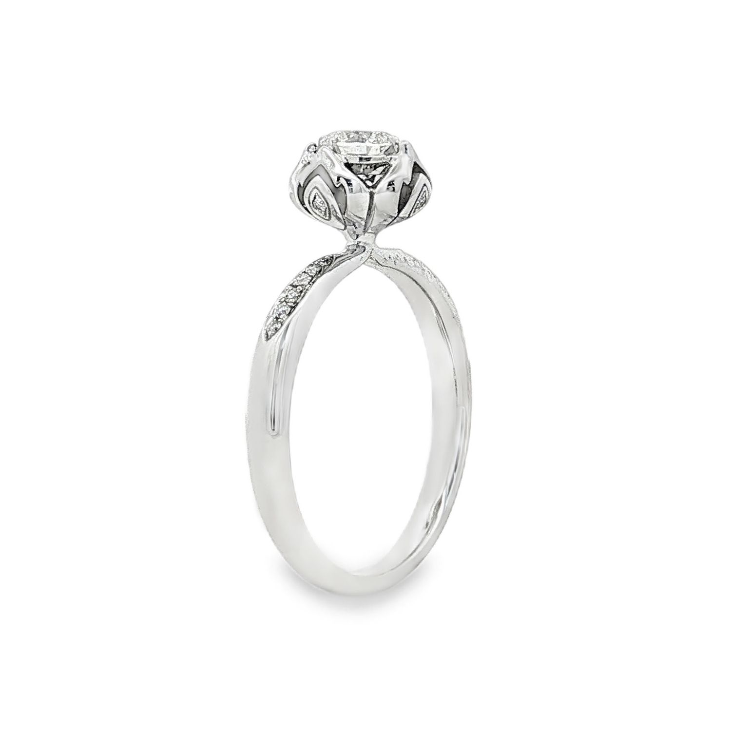 18K White Gold Natural Diamond Size 6 Engagement Ring BJL0044