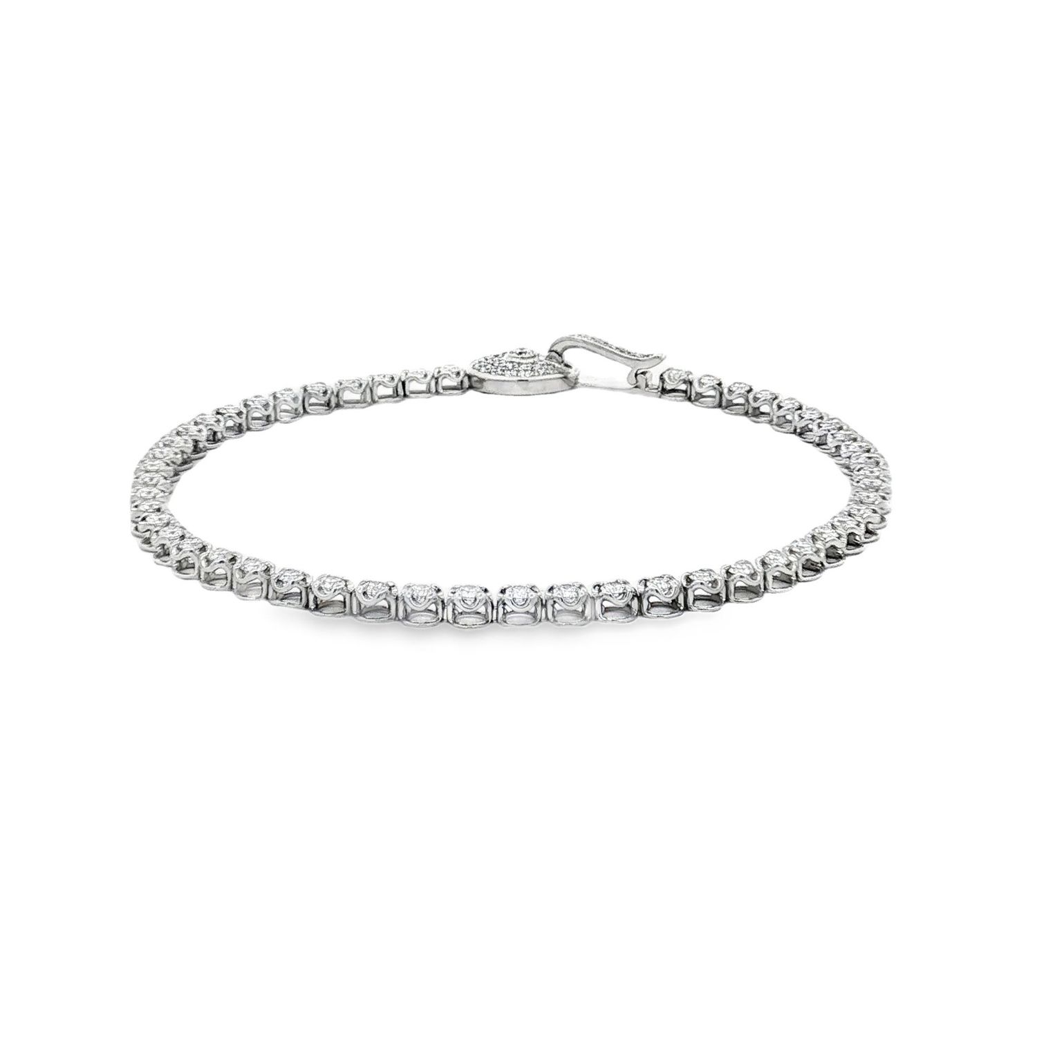 18K White Gold Natural Diamond Classic Tennis Bracelet BJL0052