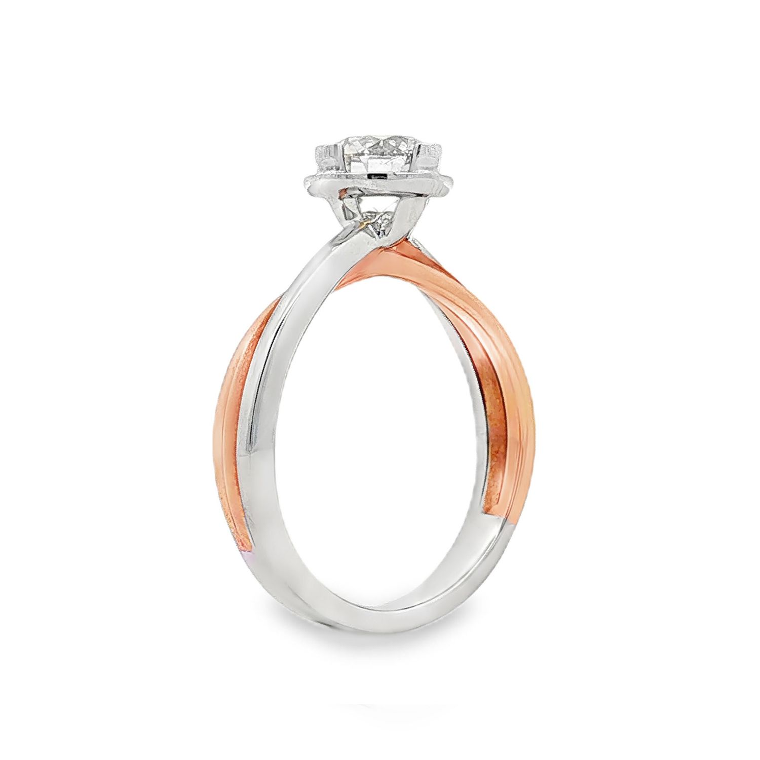 18K White&amp;Rose Gold Natural Diamond Size 6.25 Engagement Ring BJL0038