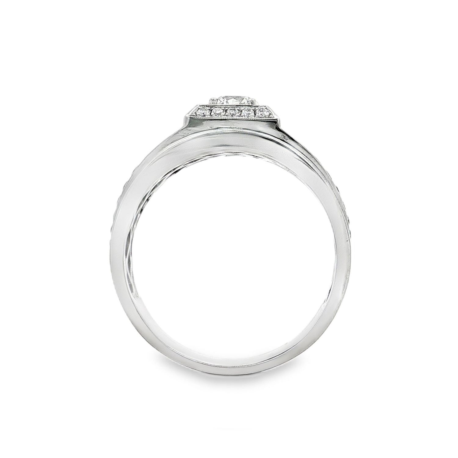 18K White Gold Natural Diamond Size 9.5 Engagement Men's Ring BJL0046