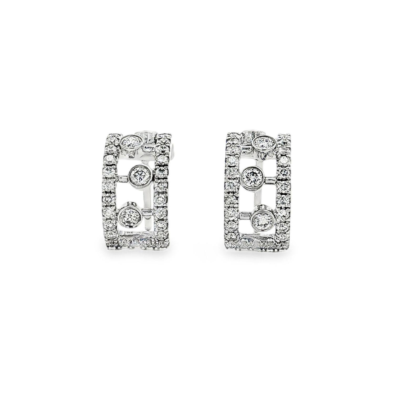 18K White Gold Natural Diamond Classic Stud Earrings BJL0051