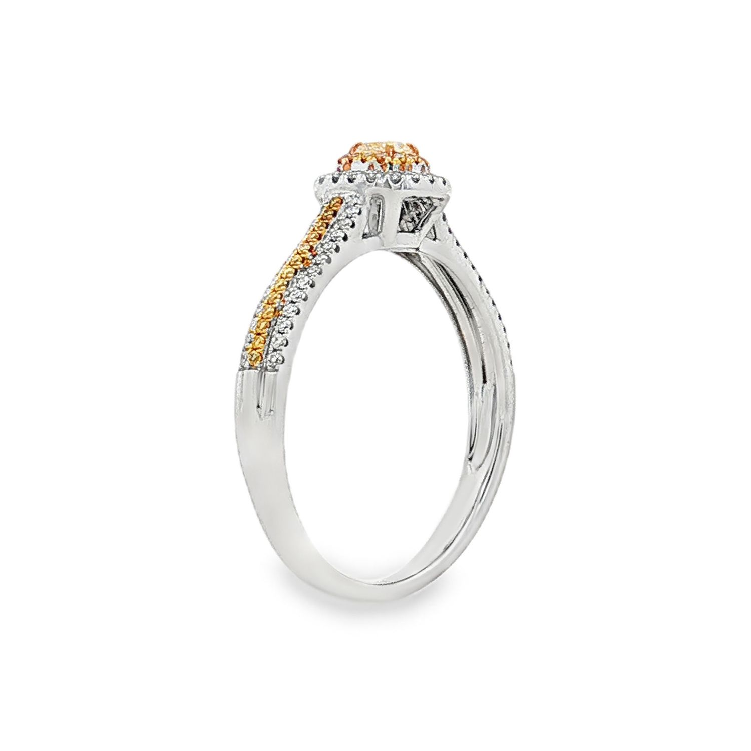 18K White Gold Natural Yellow Diamond And Diamond Size 6 Engagement Ring BJL0041