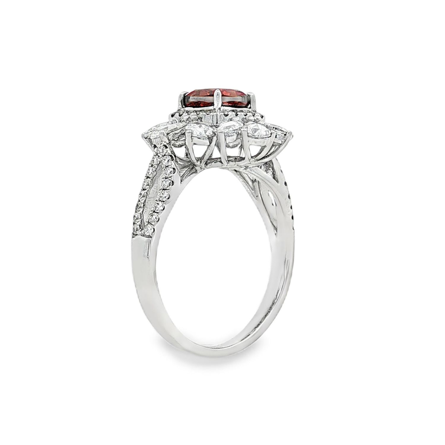18K White Gold Natural Orange Diamond And Diamond Size 6.5 Engagement Ring BJL0048
