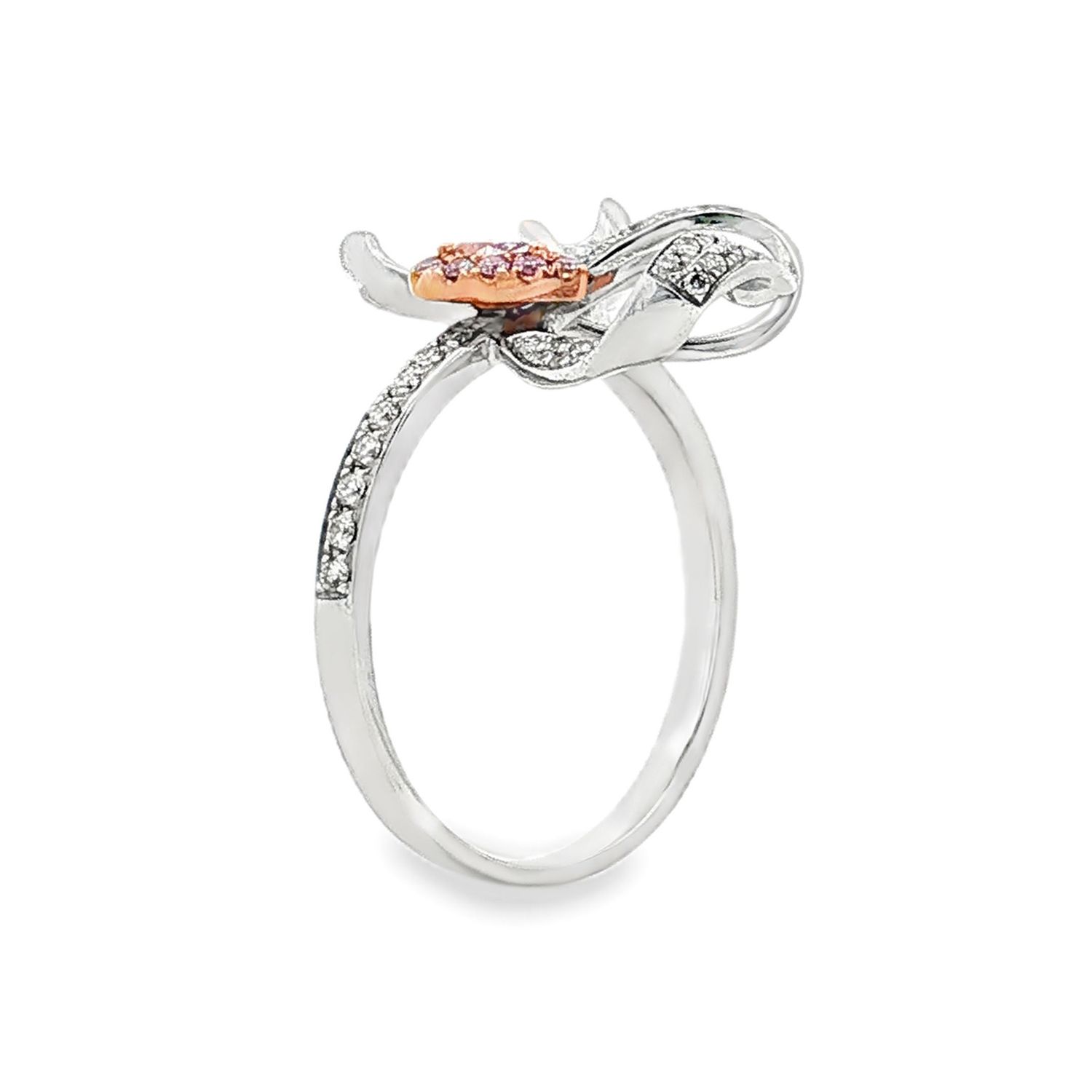 18K White&amp;Rose Gold Natural Pink Diamond And Diamond Size 6 Engagement Ring BJL0040