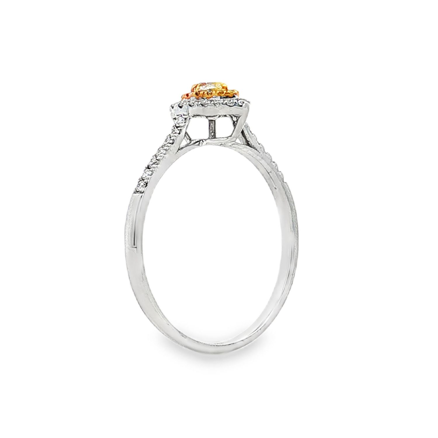 18K White Gold Natural Yellow Diamond And Diamond Size 6.5 Engagement Ring BJL0042