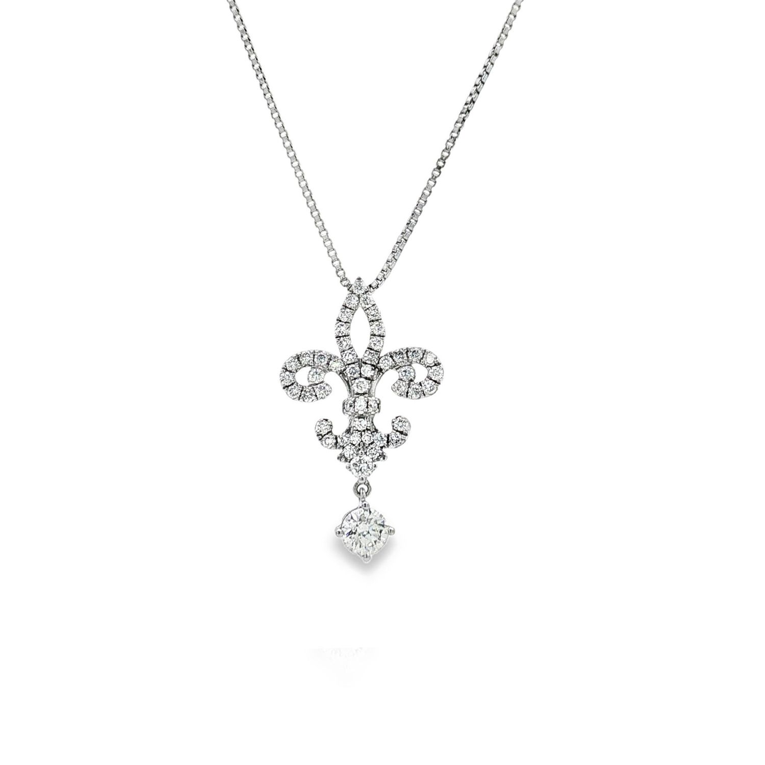 18K White Gold Natural Diamond Classic Iris Flower Pendant BJL0053