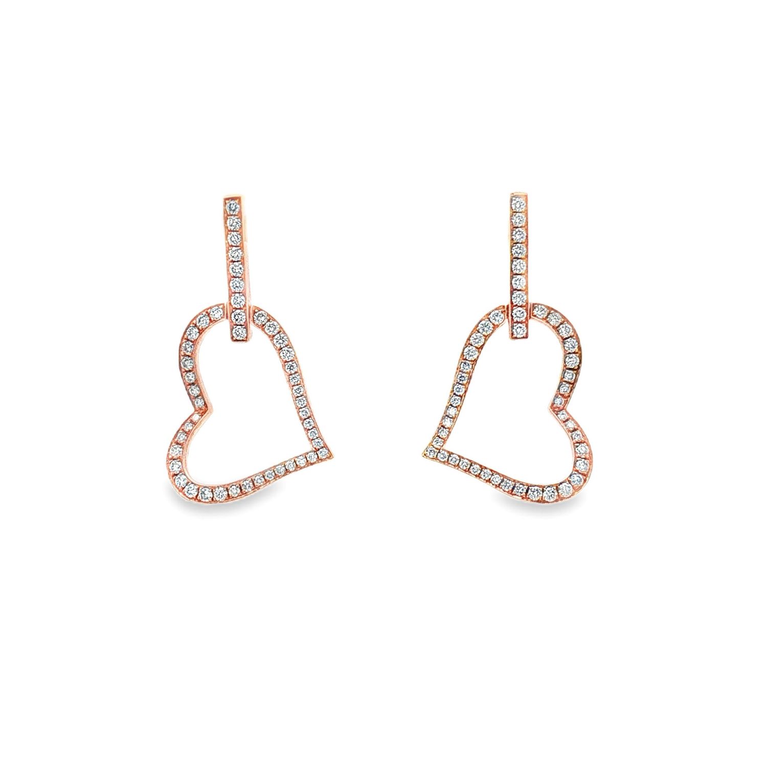 18K Rose Gold Natural Diamond Classic Heart-Shaped Stud Earrings BJL0056