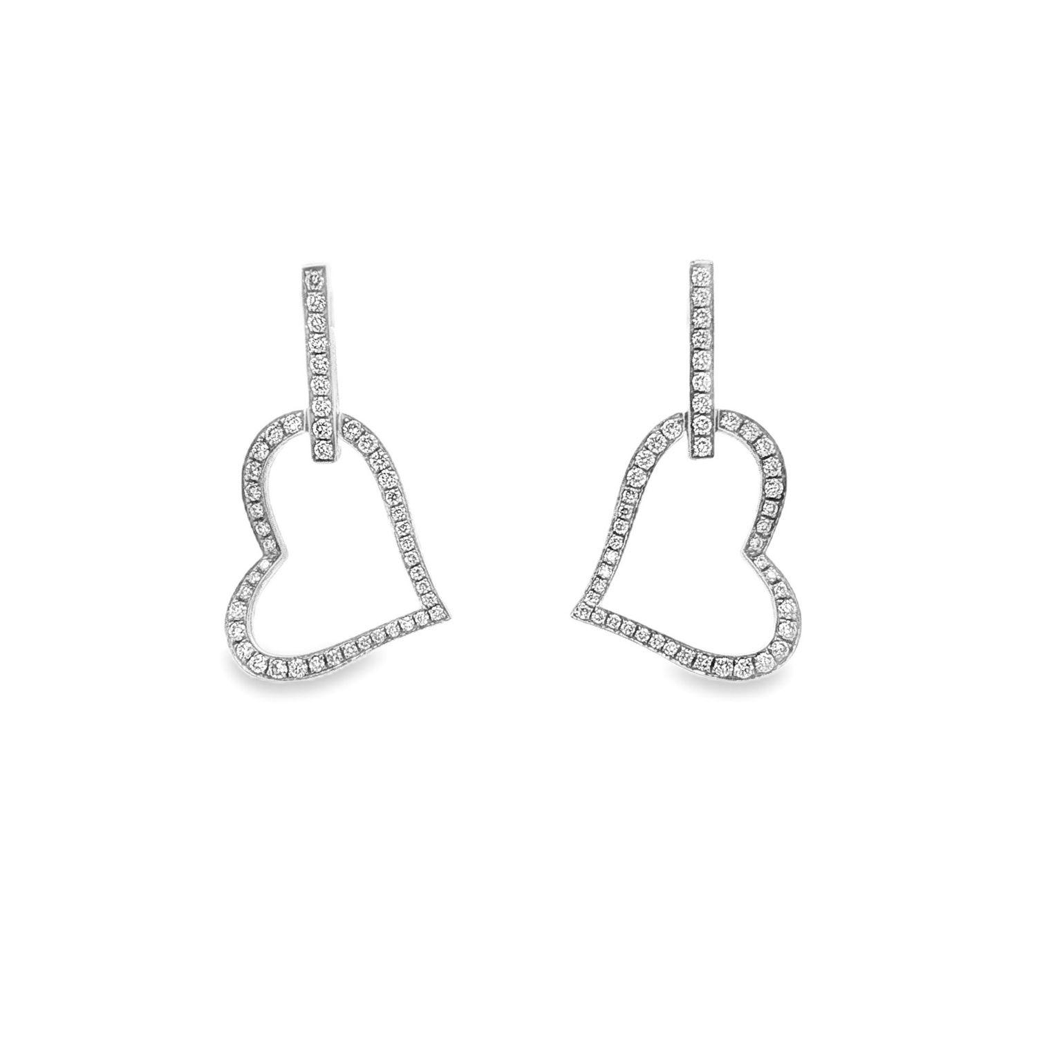 18K White Gold Natural Diamond Classic Heart-Shaped Stud Earrings BJL0057