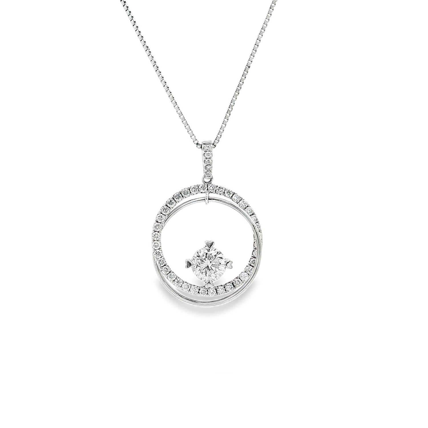 18K White Gold Natural Diamond Classic Pendant BJL0054
