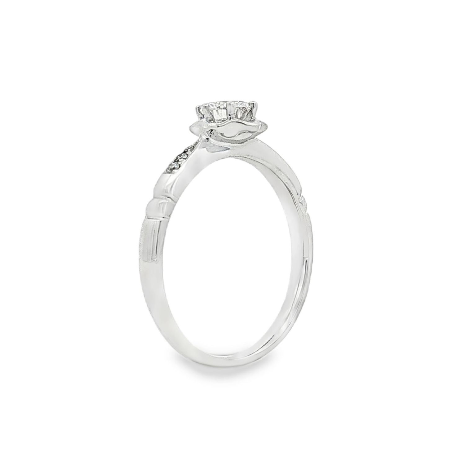 18K White Gold Natural Diamond Size 5.75 Engagement Ring BJL0065
