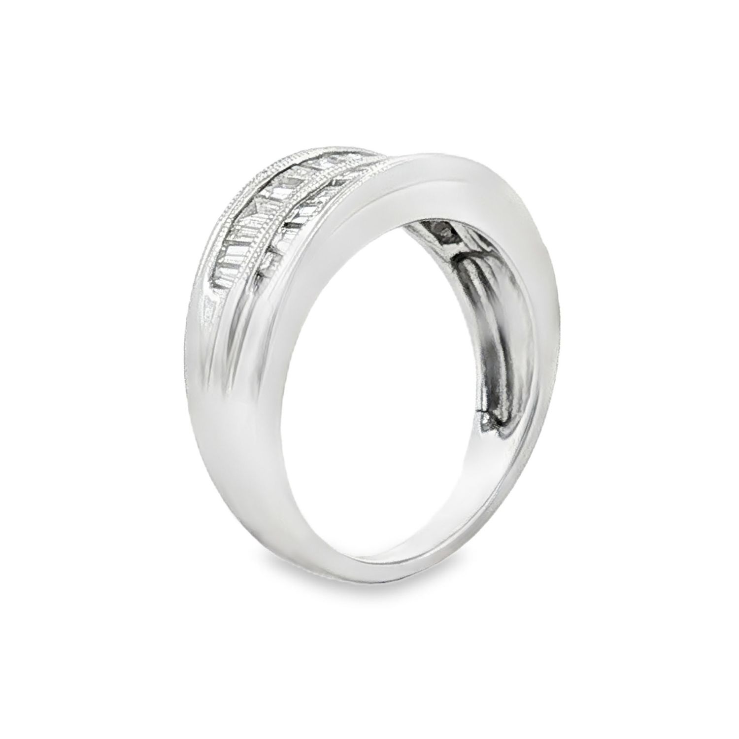 18K White Gold Natural Diamond Size 5.25 Wide Ring BJL0070
