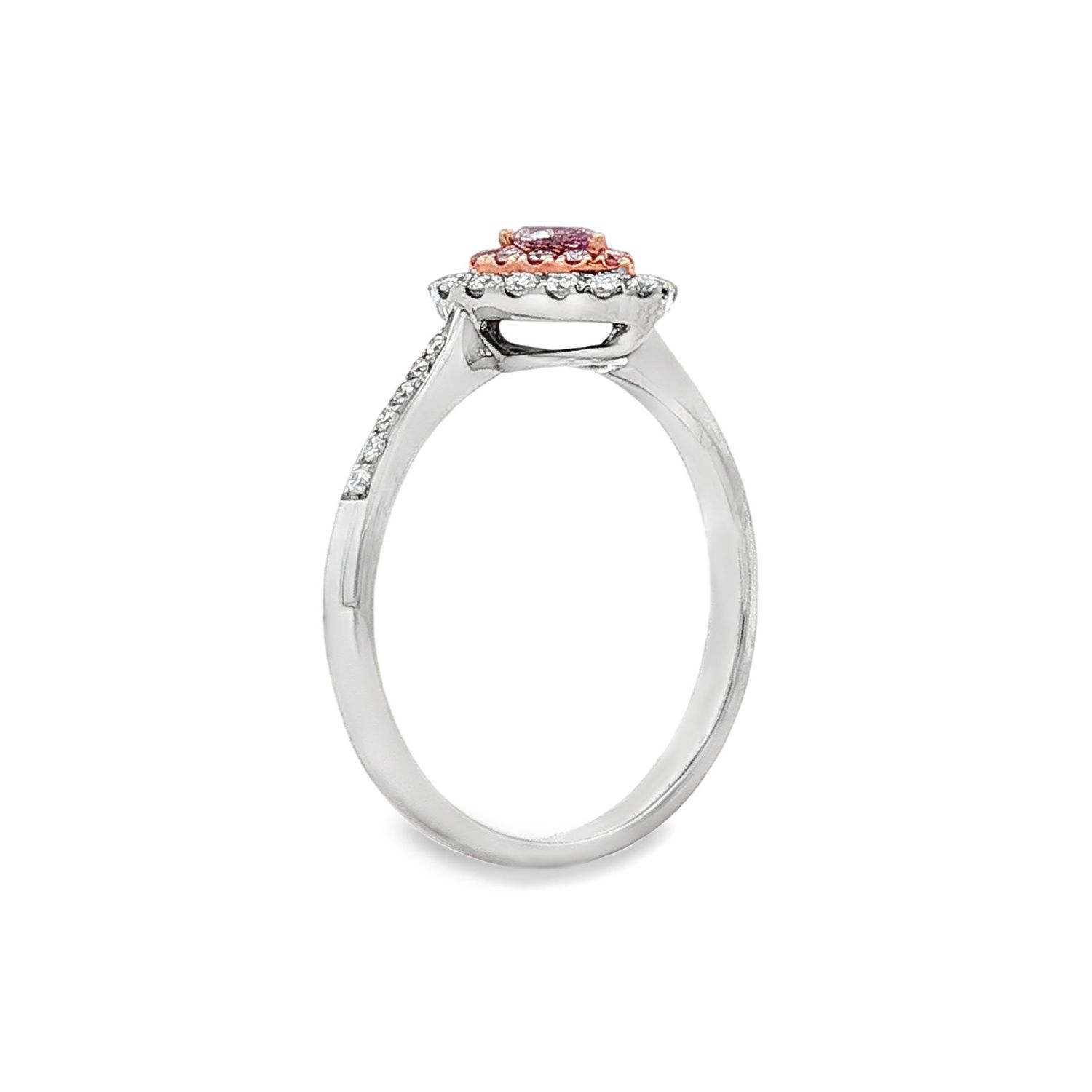 18K White&amp;Rose Gold Natural Pink Diamond Size 6.25 Engagement Ring BJL0073