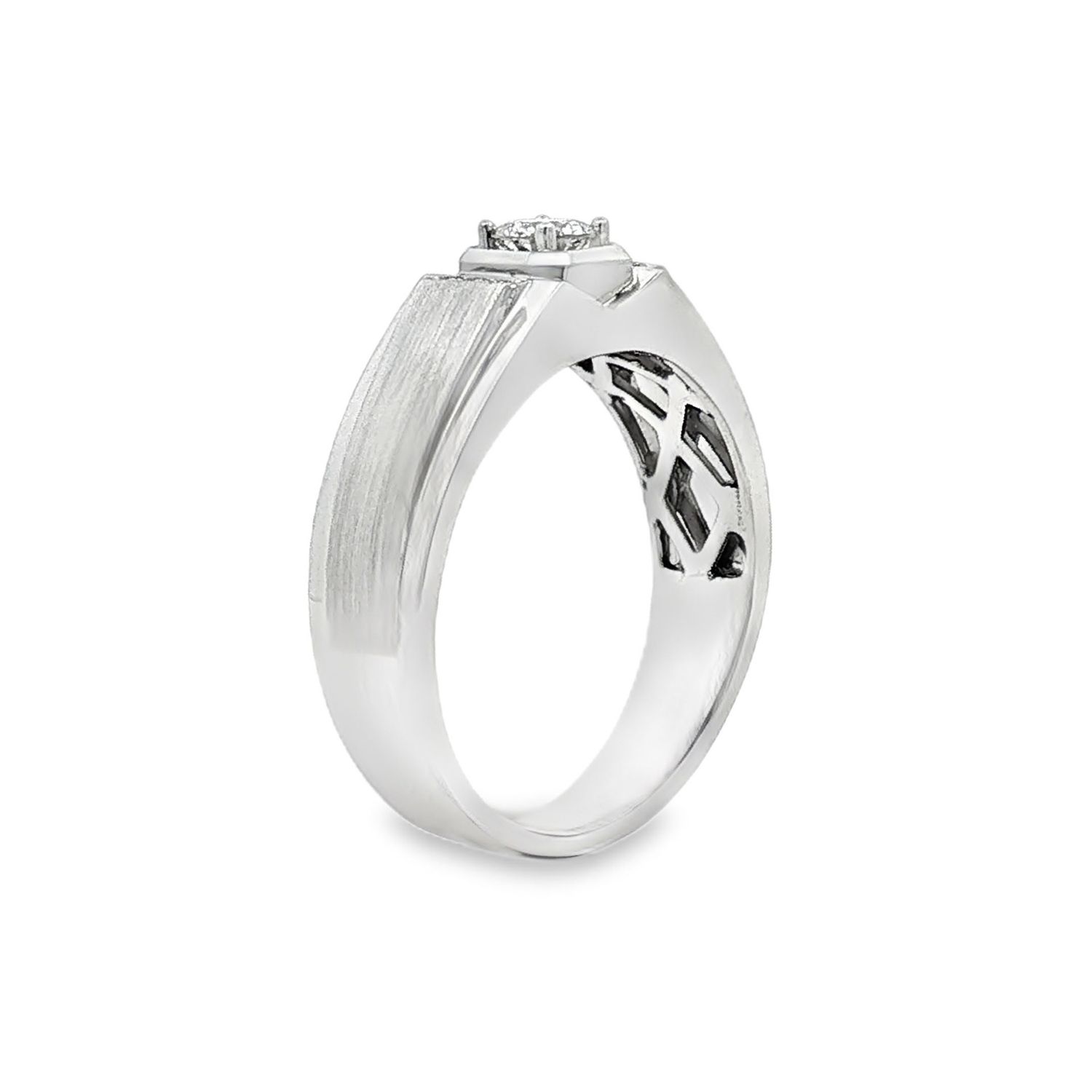 18K White Gold Natural Diamond Size 8 Men's Ring BJL0075