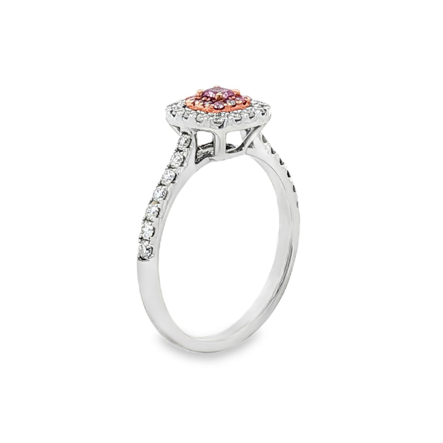 18K White&amp;Rose Gold Natural Pink Diamond And Diamond Size 5.5 Engagement Ring BJL0072