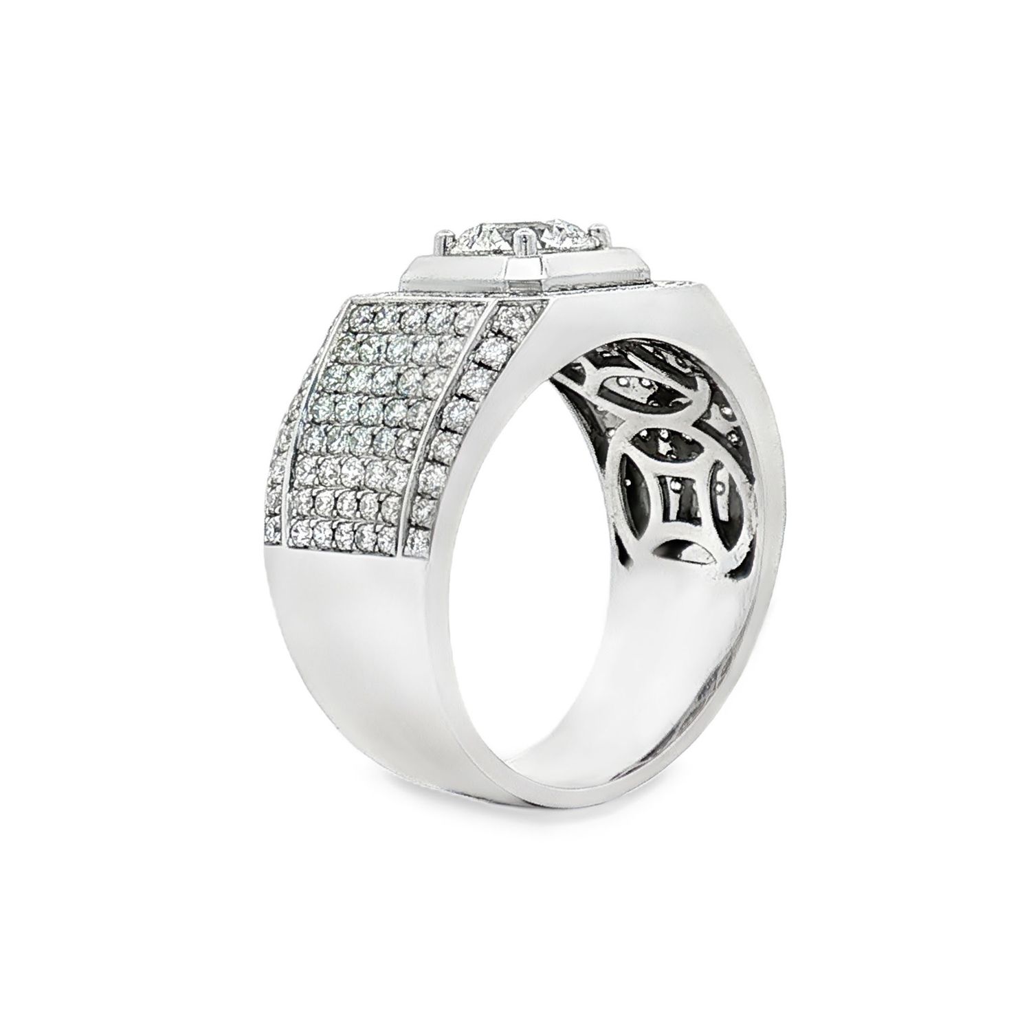 18K White Gold Natural Diamond Size 9 Men's Ring BJL0076