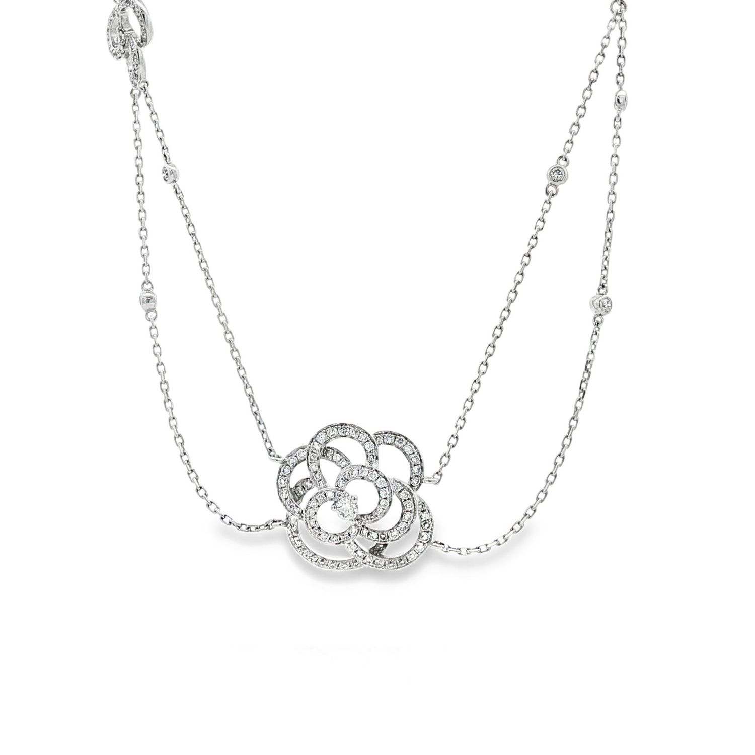 18K White Gold Natural Diamond Classic Necklace BJL0079