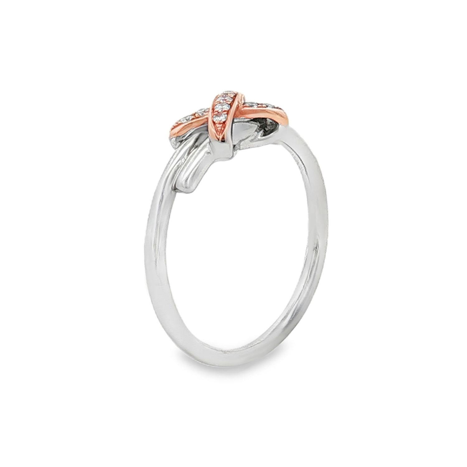 18K White&amp;Rose Gold Natural Diamond Size 6 Ring BJL0071