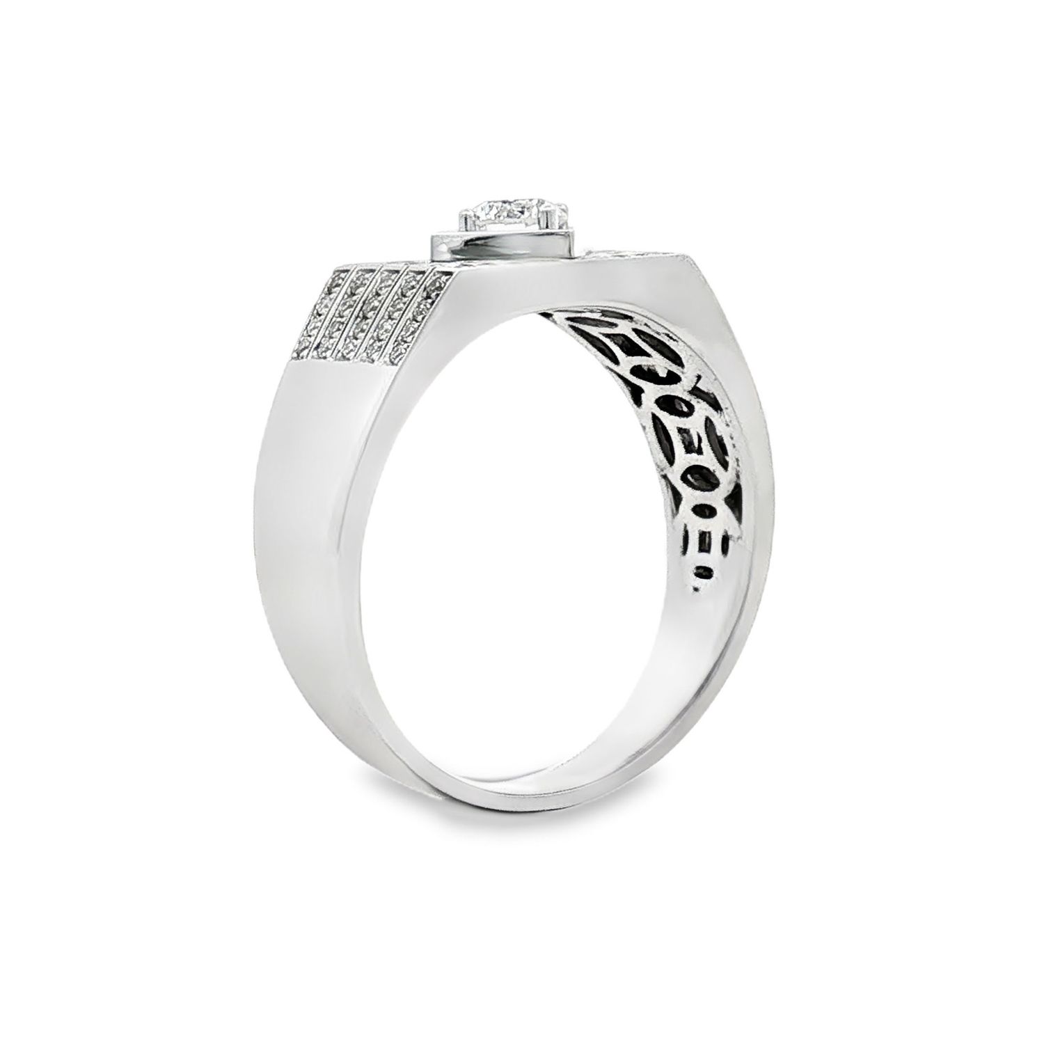 18K White Gold Natural Diamond Size 9 Men's Ring BJL0077