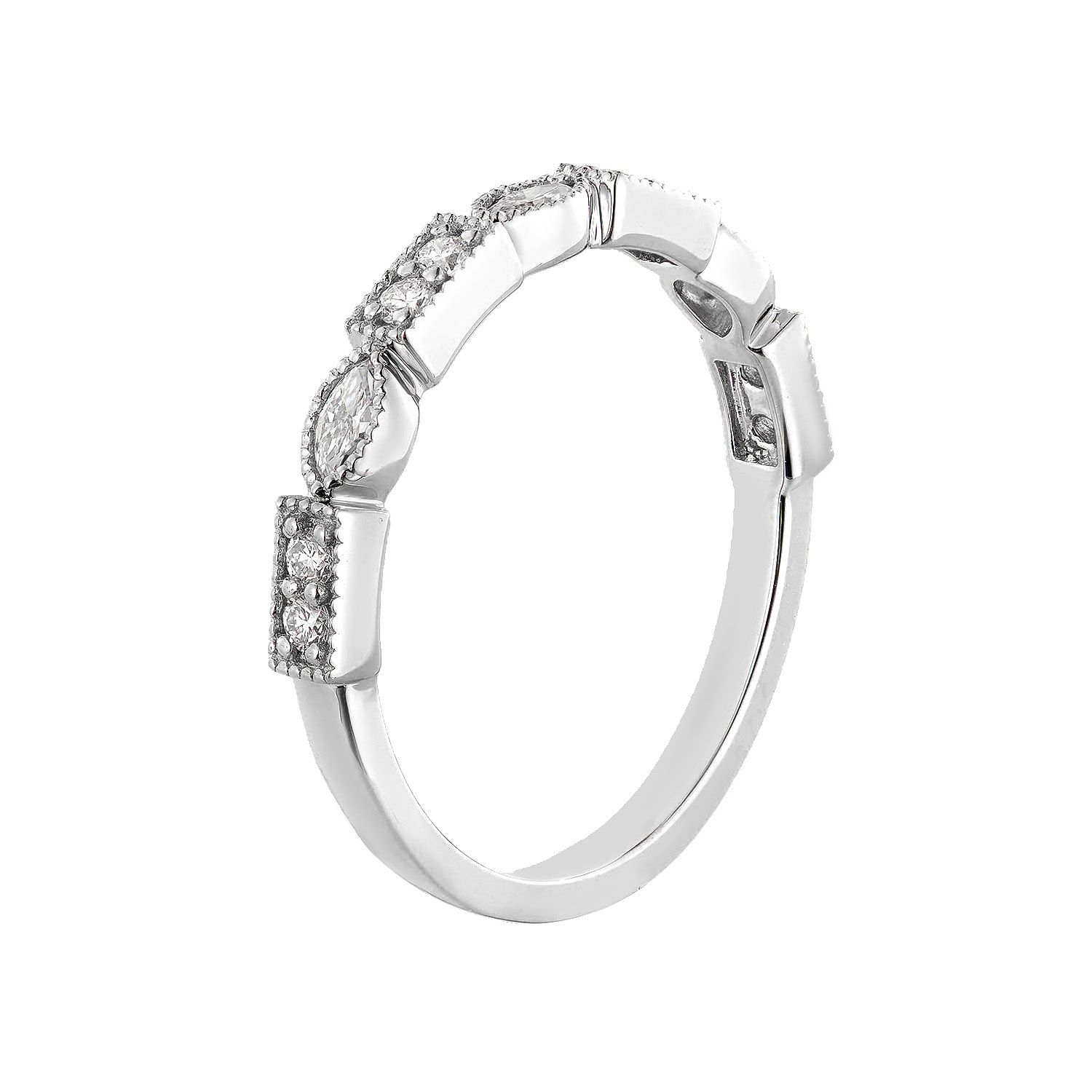 14K White Gold Lab Grown Diamond Wedding Band MZ6381-1, Colour: 14KW-2.19g-0.317ct-LG