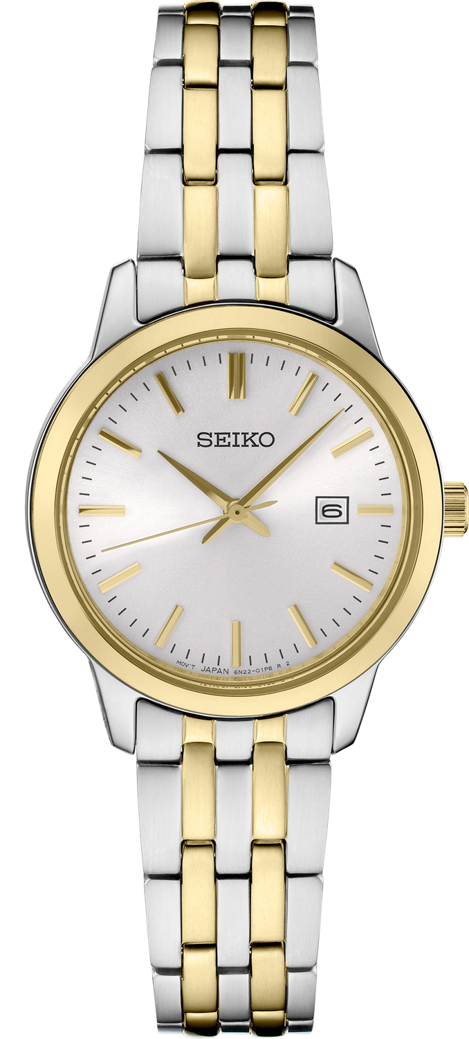 Seiko Essentials Stainless Steel Two Tone Silver Dial Women's Watch SUR410
