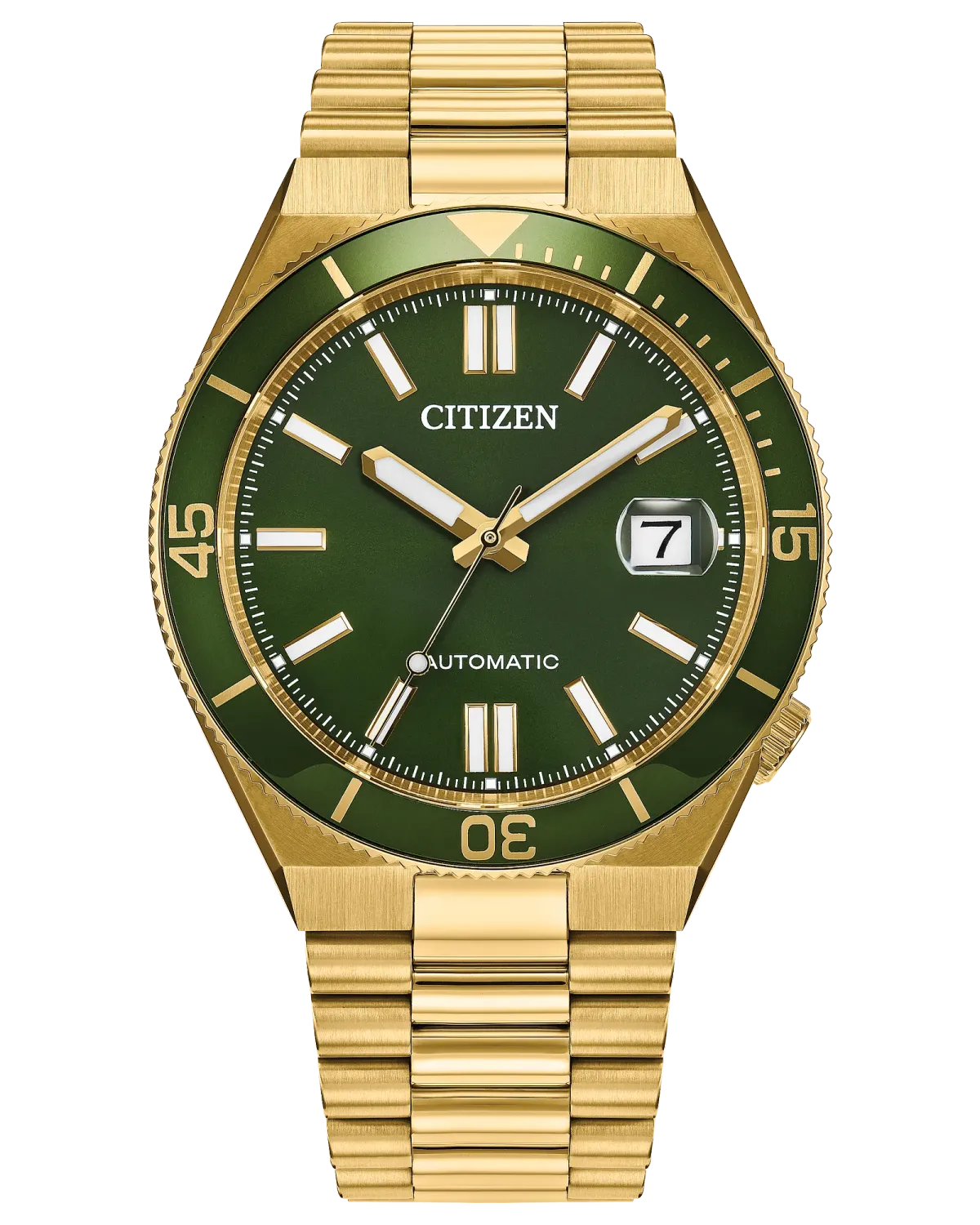 CITIZEN TSUYOSA Shore Green Dial Gold Stainless Steel Men's Watch NJ0232-53X