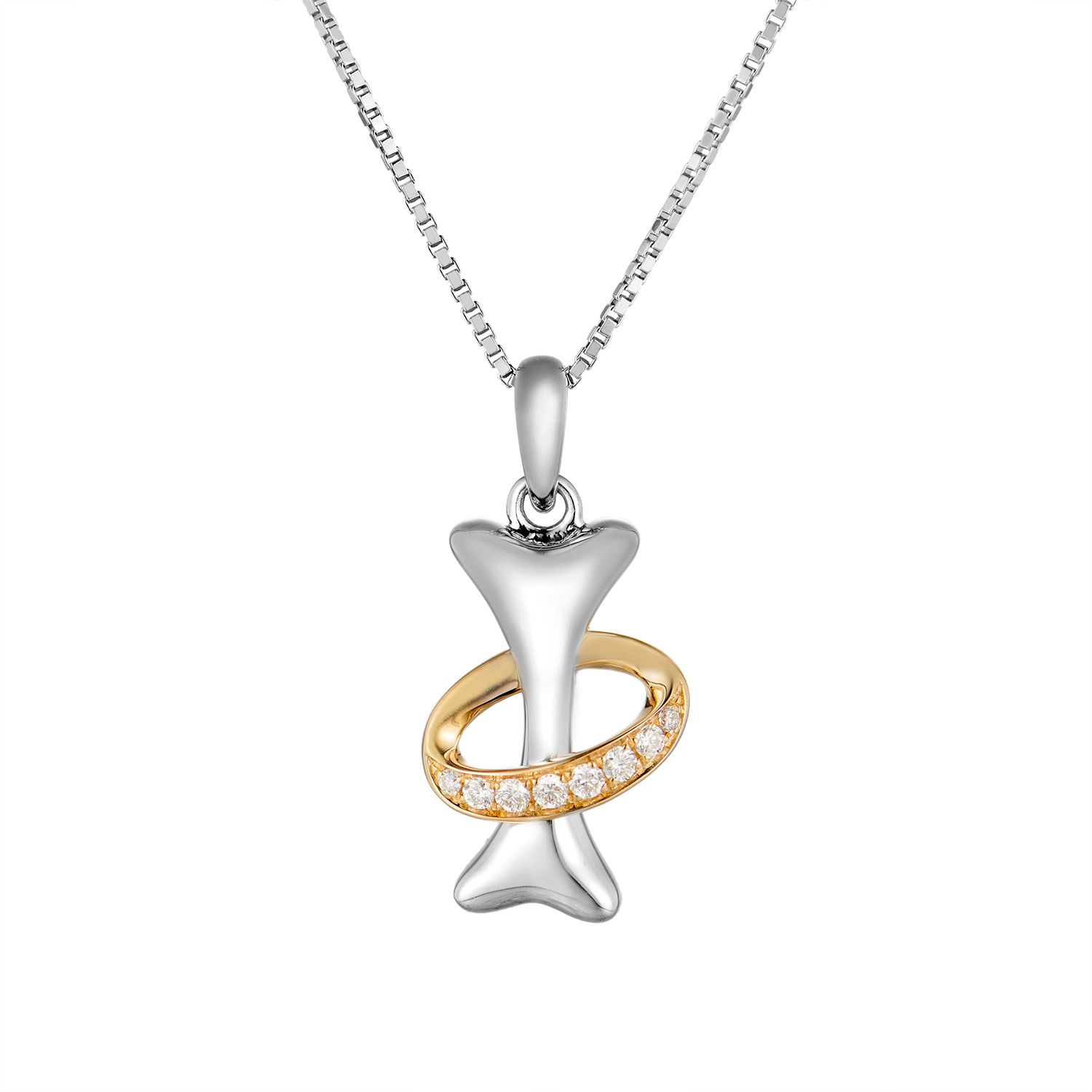 14K White God And 14K Yellow Gold Lab Grown Diamond Necklace MZ9864