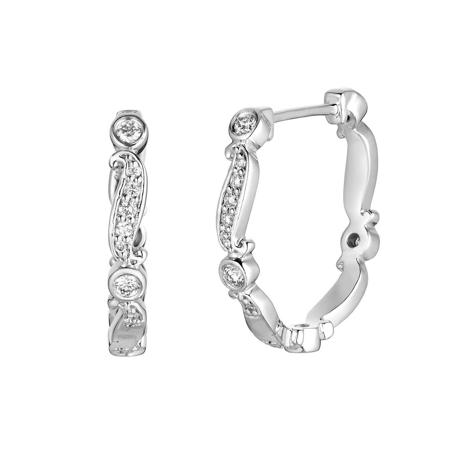 14K White/Yellow Gold Lab Grown Diamond Hoop Earrings MZ7566, Colour: 14KW-3.4g-0.431ct-LG