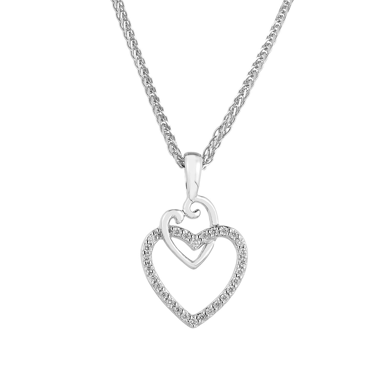 14K White/Yellow Gold Lab Grown Diamond Heart Necklace MZ71571, Colour: 14KW-3.19g-0.138ct-LG