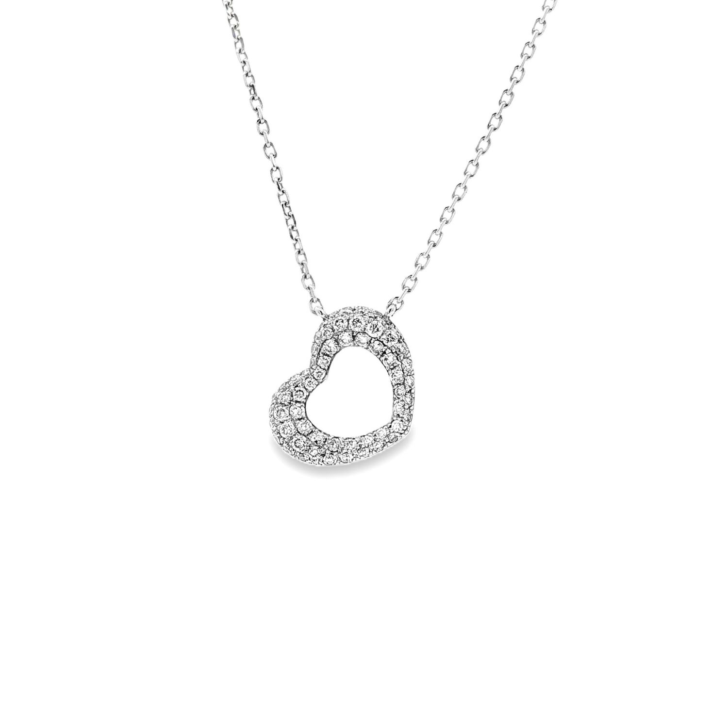 14K White/Yellow Gold Lab Grown Diamond Heart Necklace MZ71055, Colour: 14KW-4.17g-0.524ct-LG