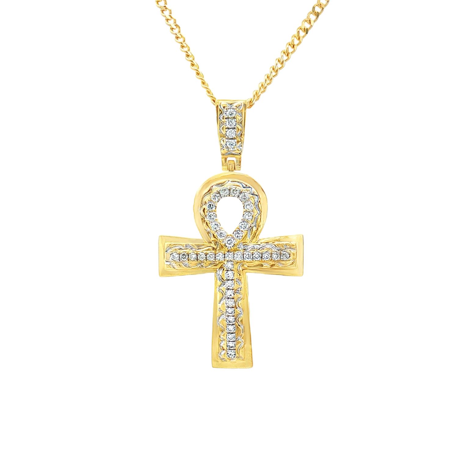 14K Yellow Gold Lab Grown Diamond Cross Necklace MZ71799